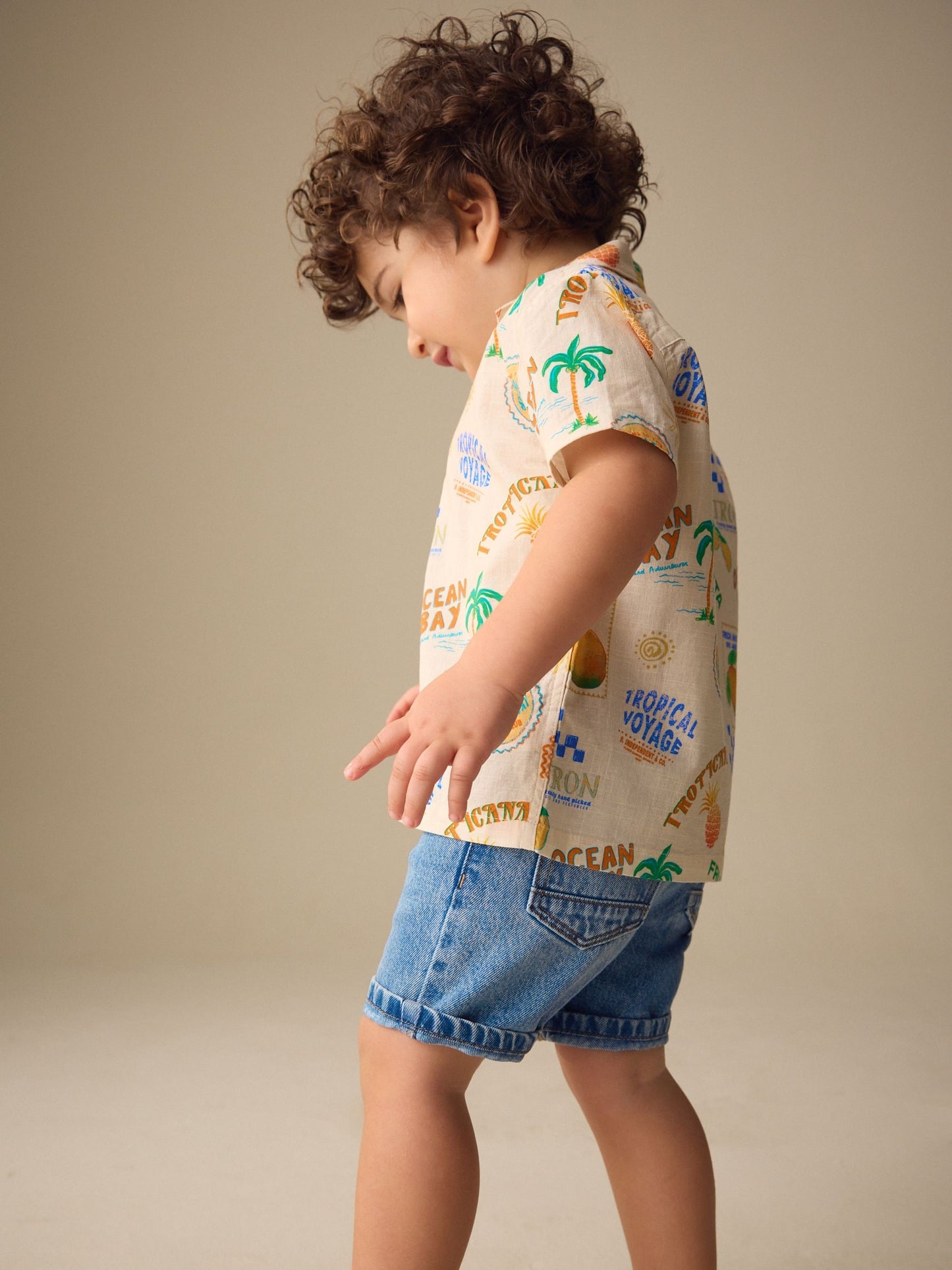 Dsiney Kidz - Ecru All Over Print Short Sleeve Revere Collar Printed Shirt (3mths-7yrs) image 3
