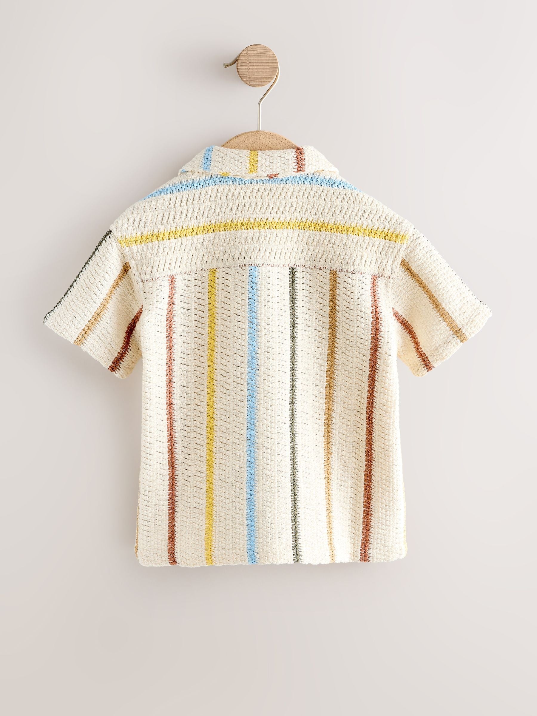 Dsiney Kidz - Ecru Striped Short Sleeve Revere Collar Textured Shirt (3mths-7yrs) image 6