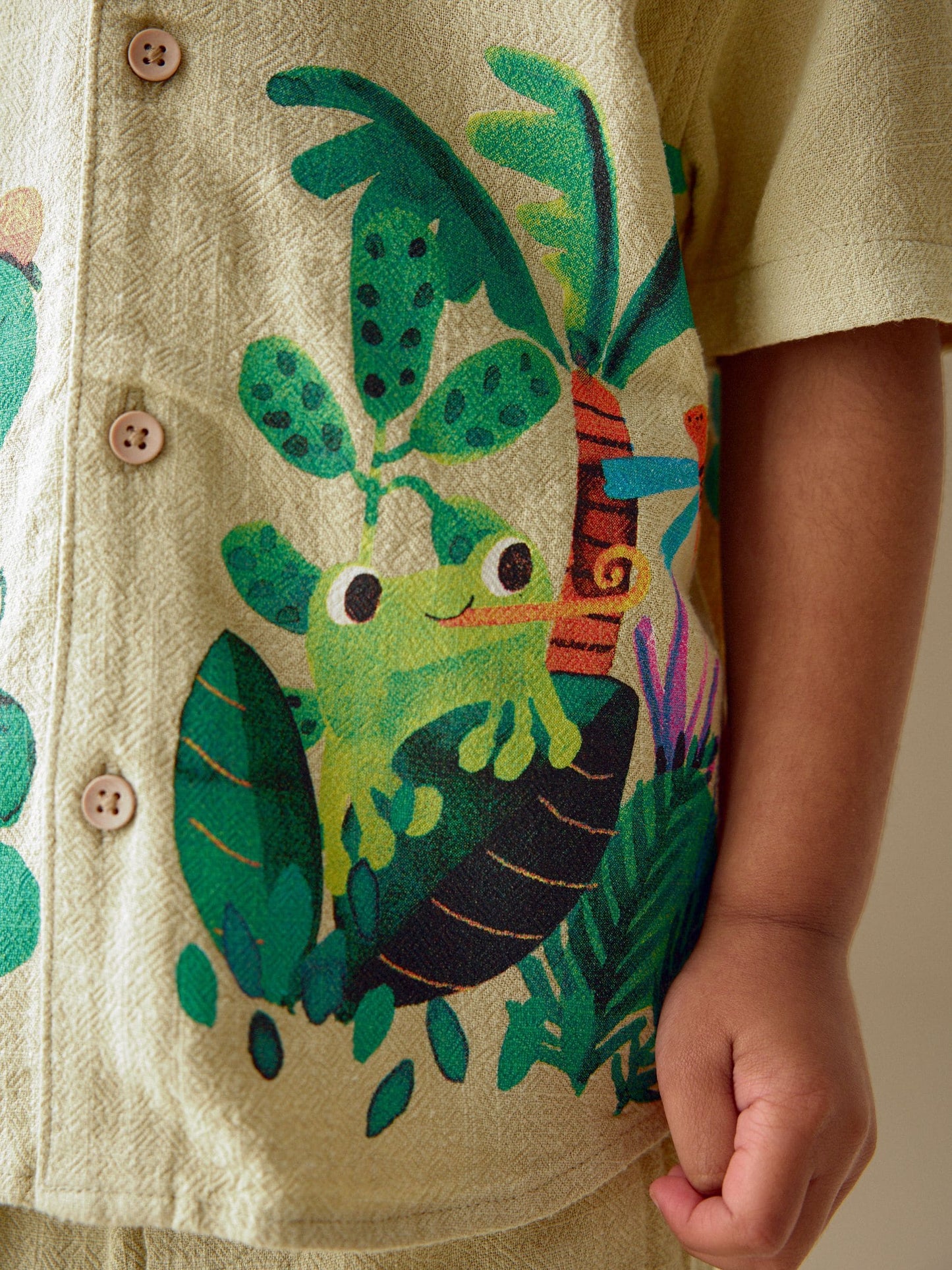 Light Green Jungle Print Short Sleeve Revere Collar Shirt & Shorts Set (3mths-10yrs) image 5