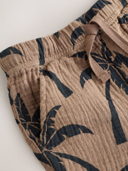 Brown All over Print Palm Short Sleeve Double Cloth Shirt & Shorts Set (3mths-10yrs) image 9