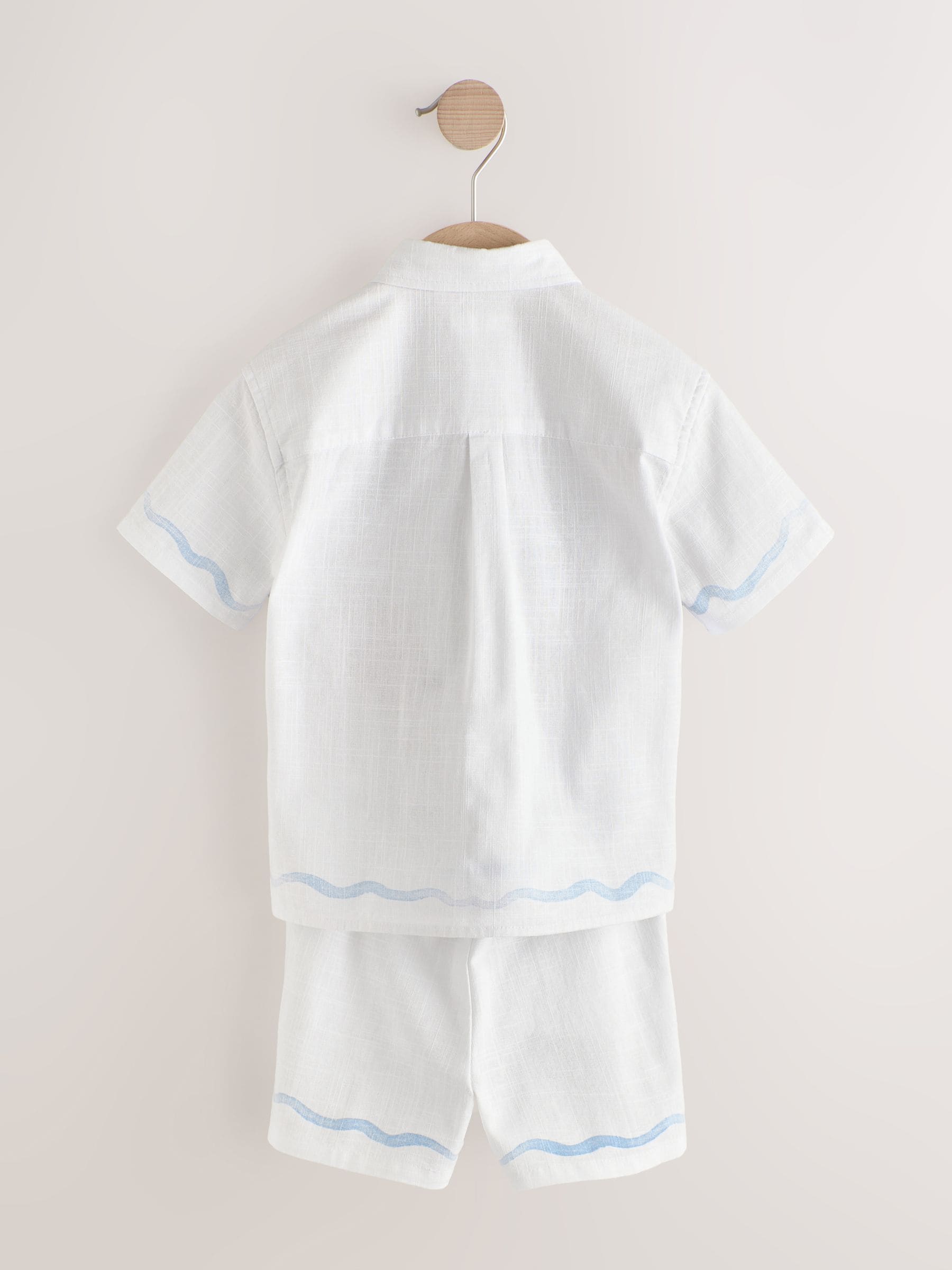 White Sealife Embroidery Short Sleeve Shirt & Shorts Set (3mths-10yrs) image 8