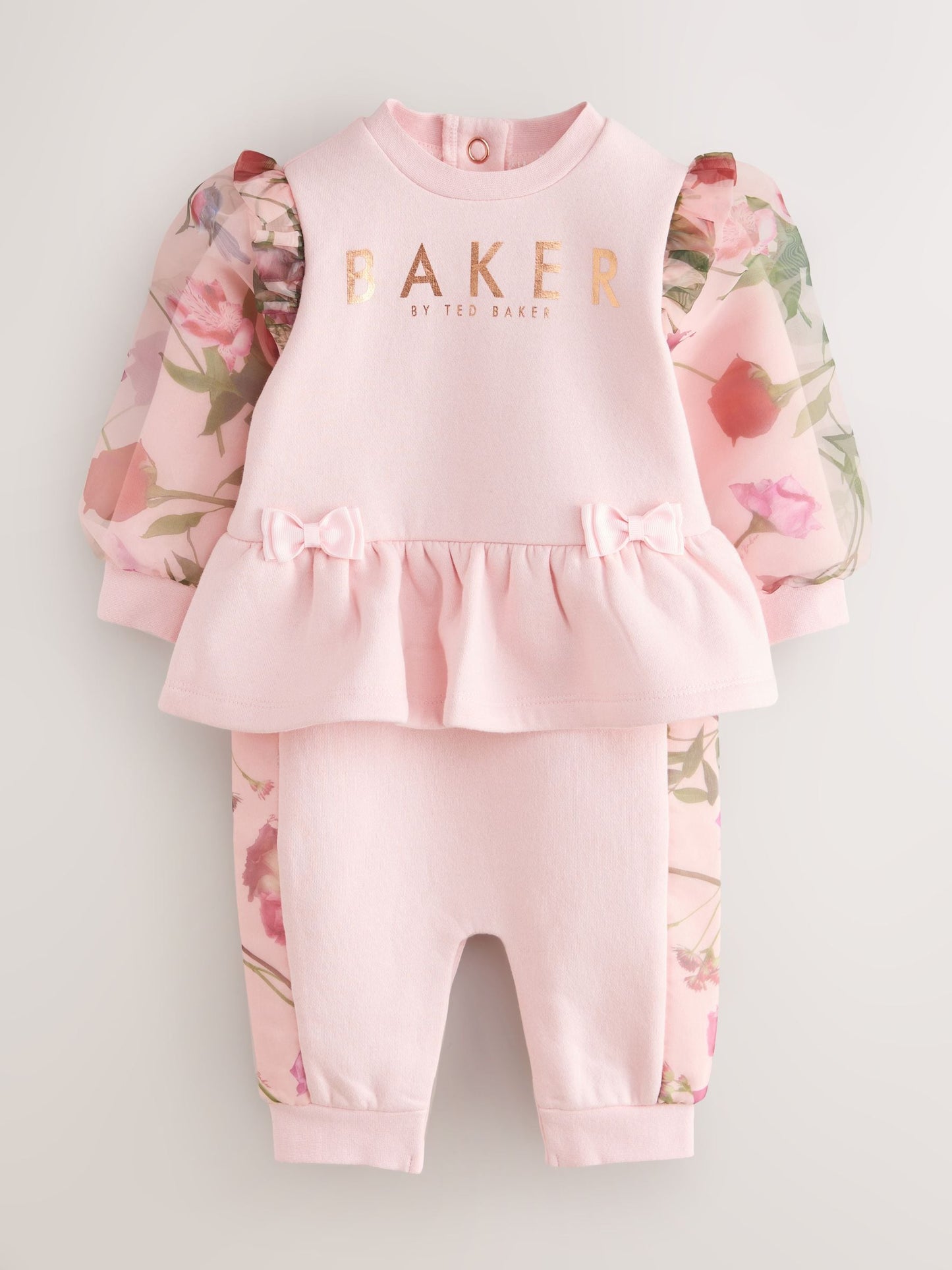 Baker by Ted Baker Pink Organza Floral Sleeve Rompersuit image 1