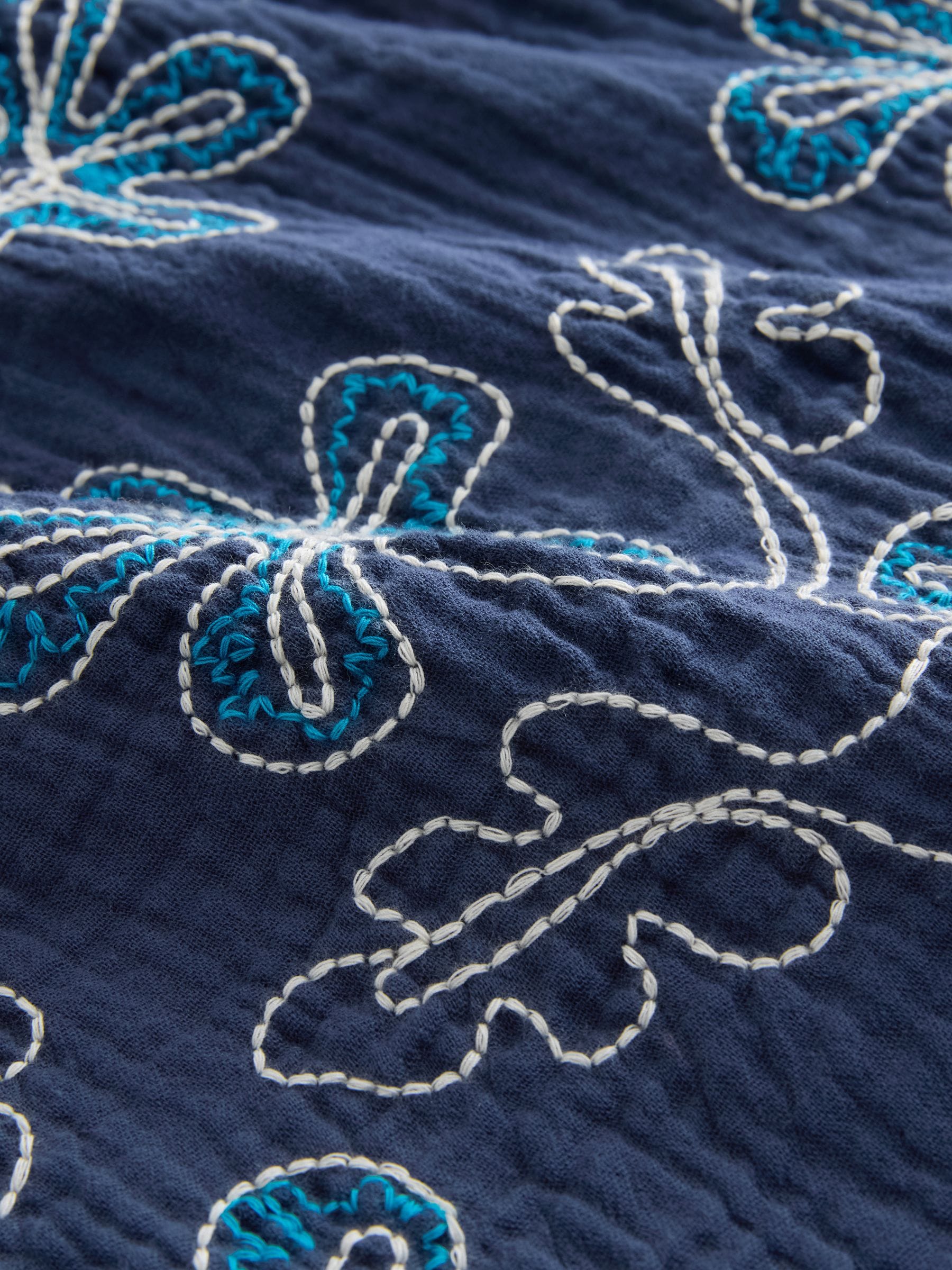 Dsiney Kidz - Dark Blue Embroidery Flowers Short Sleeve Revere Collar Shirt (3-16yrs) image 7