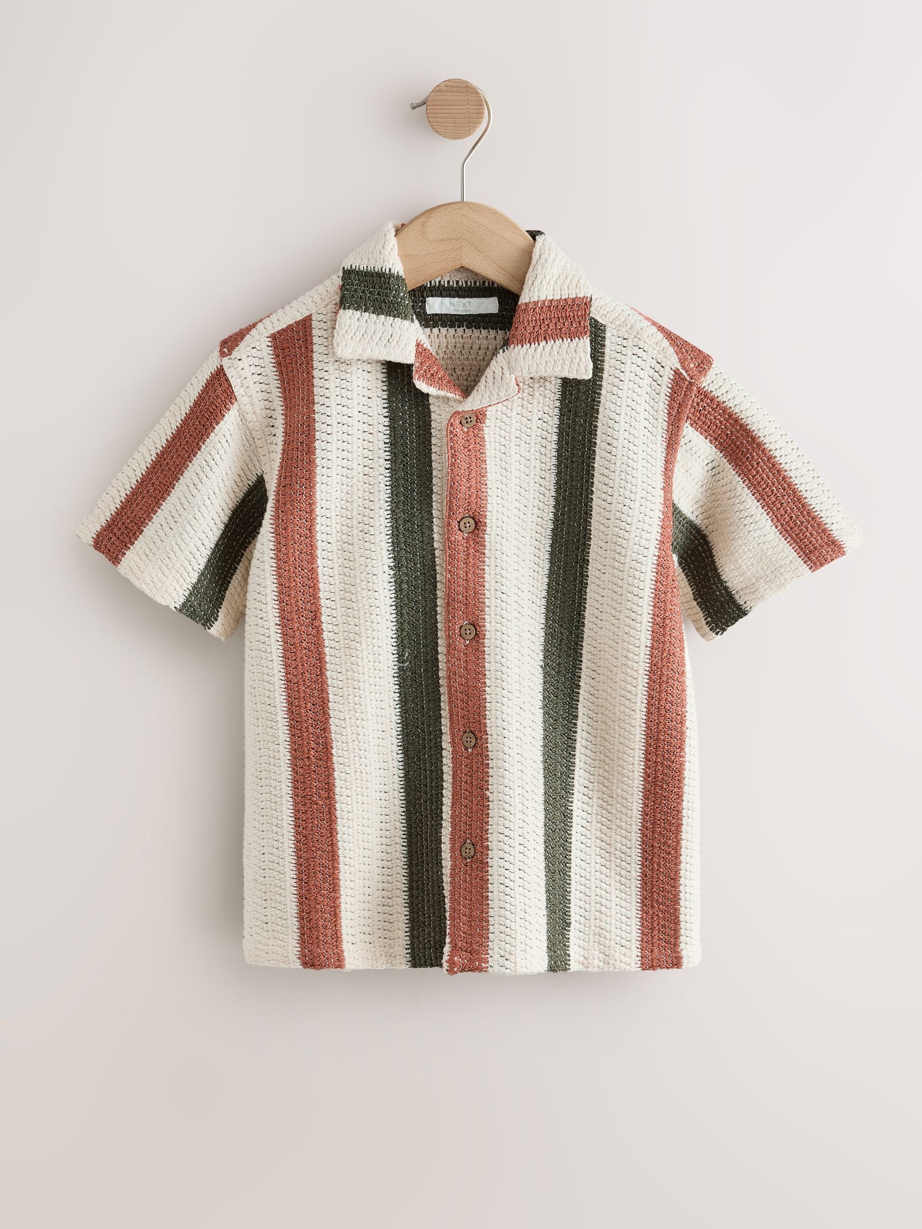 Dsiney Kidz - Ecru Short Sleeve Textured Stripe Revere Shirt (3-16yrs) image 4