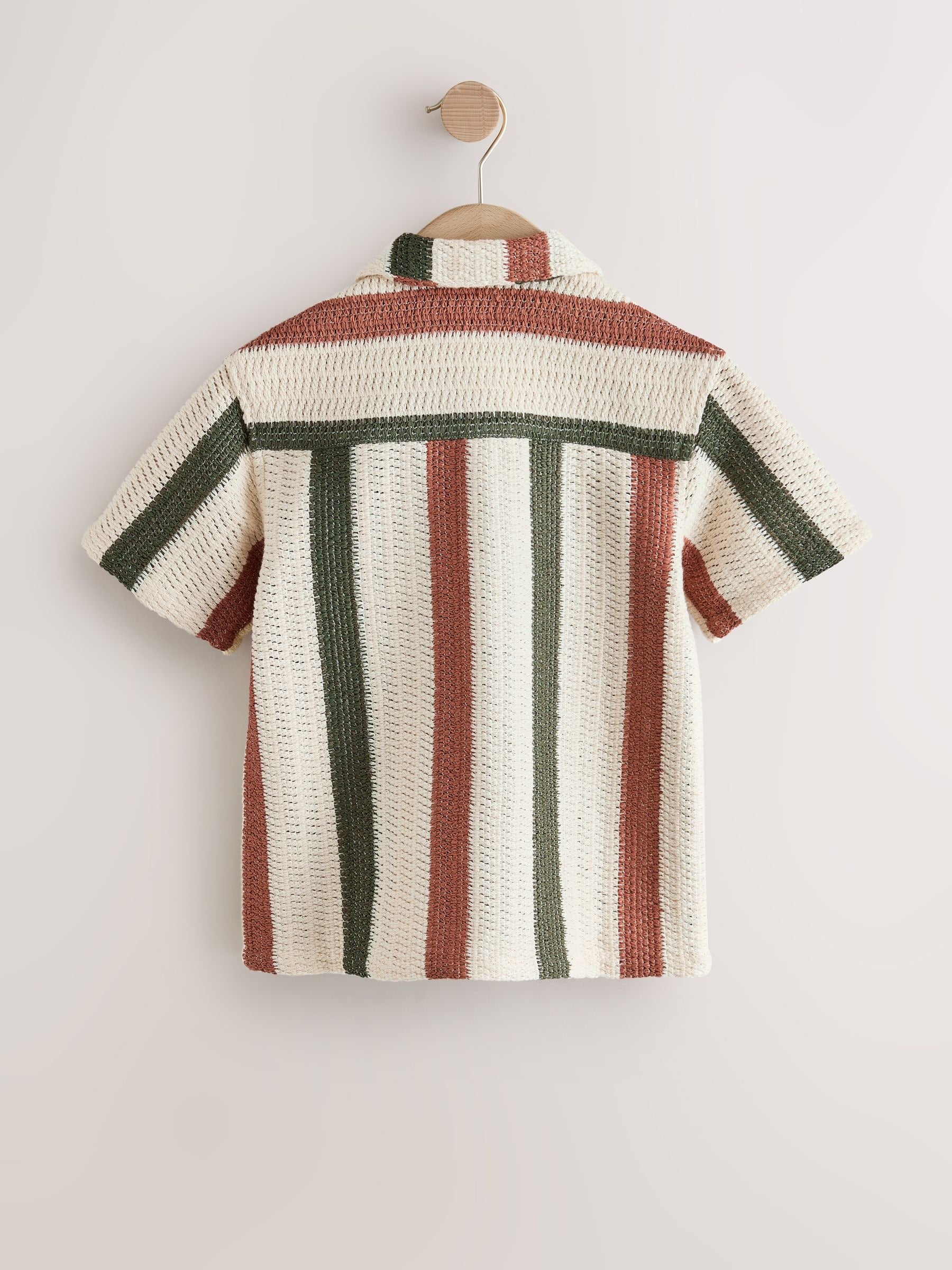 Dsiney Kidz - Ecru Short Sleeve Textured Stripe Revere Shirt (3-16yrs) image 5
