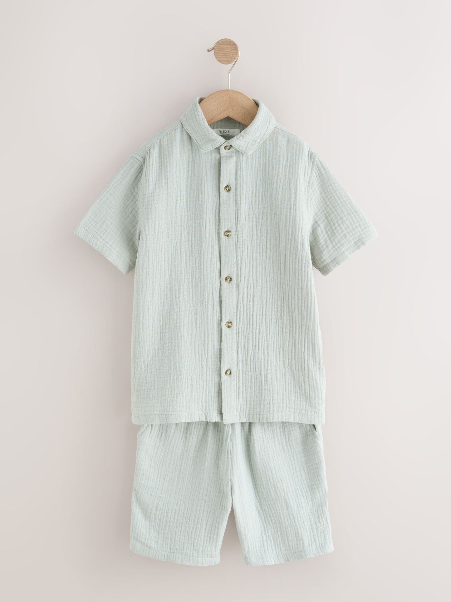 Dsiney Kidz - Light Grey Short Sleeve Double Cloth Textured Shirt and Shorts Set (3-16yrs) image 1