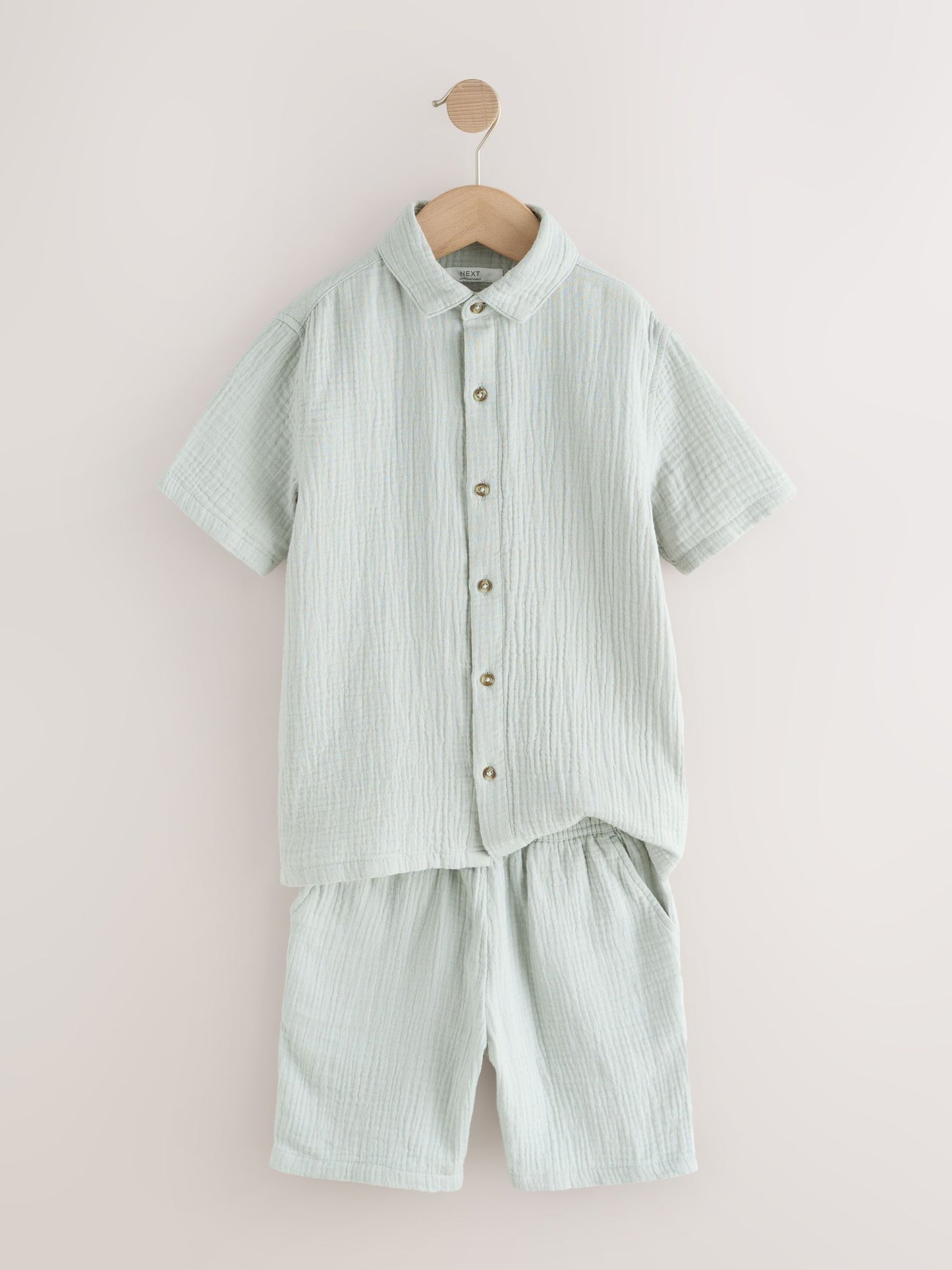 Dsiney Kidz - Light Grey Short Sleeve Double Cloth Textured Shirt and Shorts Set (3-16yrs) image 2