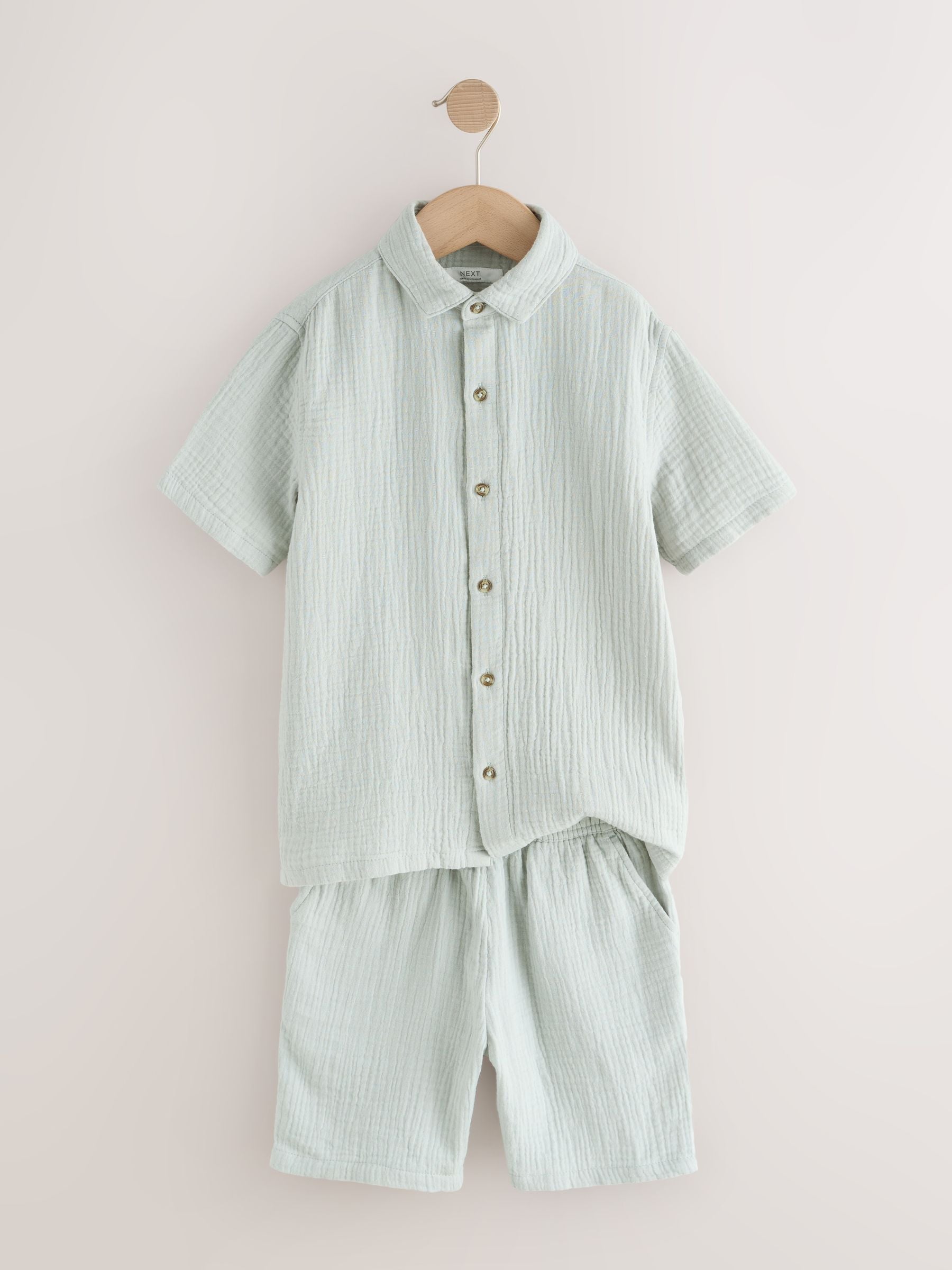 Dsiney Kidz - Light Grey Short Sleeve Double Cloth Textured Shirt and Shorts Set (3-16yrs) image 2