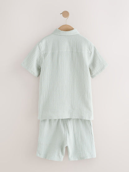 Dsiney Kidz - Light Grey Short Sleeve Double Cloth Textured Shirt and Shorts Set (3-16yrs) image 3