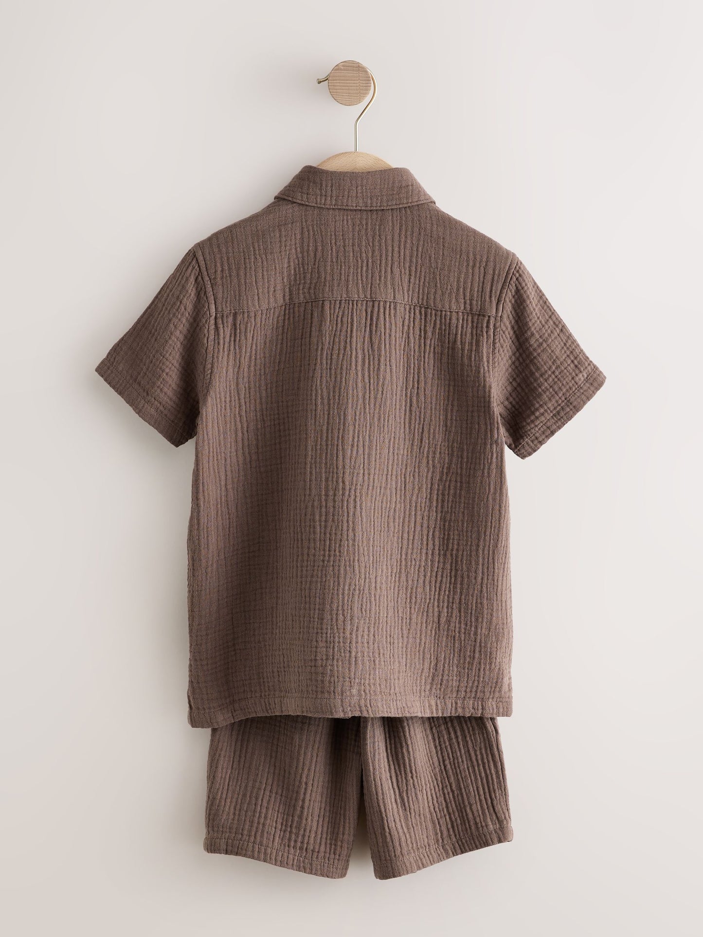 Dsiney Kidz - Chocolate Brown Short Sleeve Double Cloth Textured Shirt and Shorts Set (3-16yrs) image 7