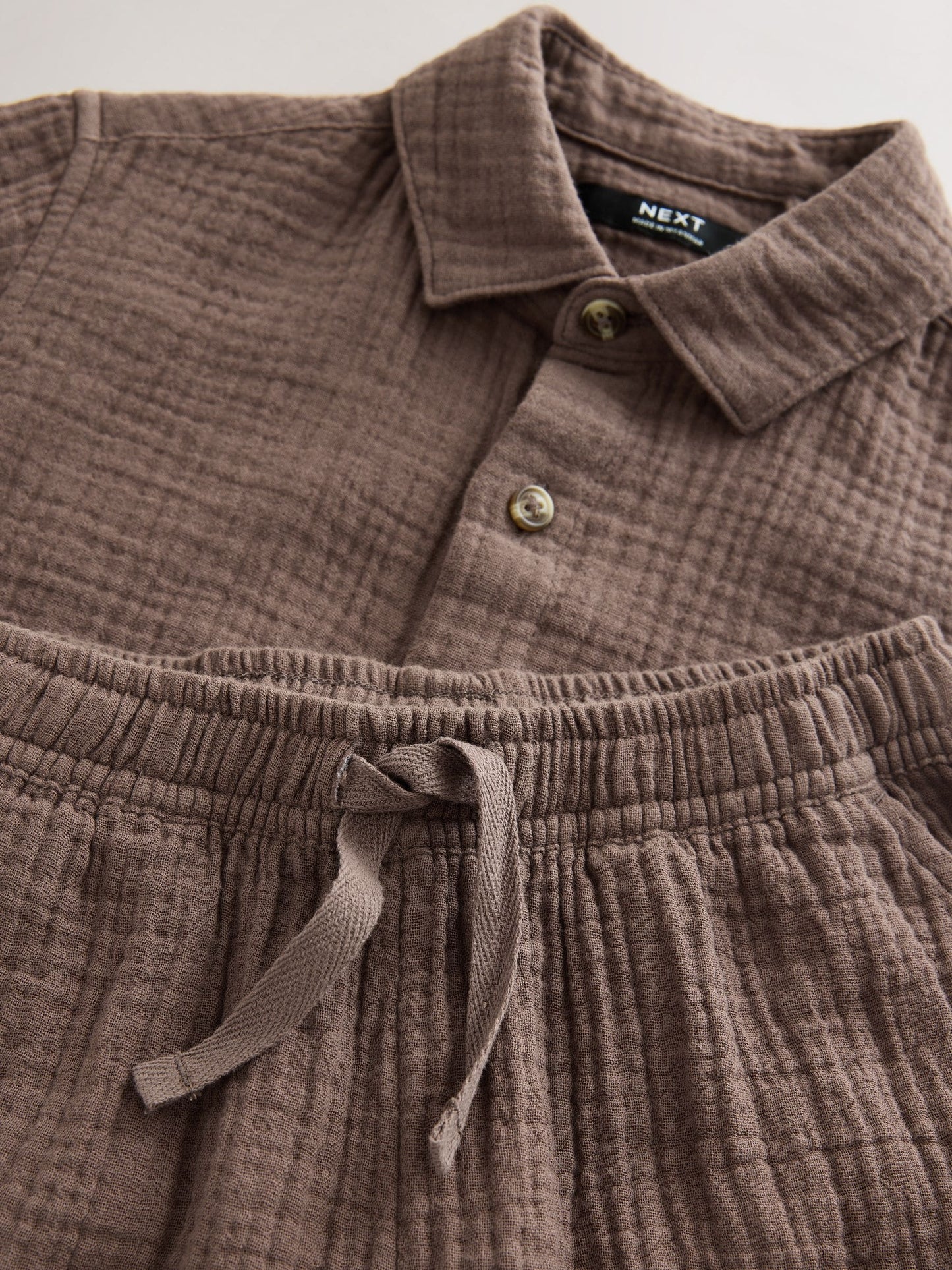 Dsiney Kidz - Chocolate Brown Short Sleeve Double Cloth Textured Shirt and Shorts Set (3-16yrs) image 8