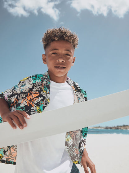 Dsiney Kidz - Black Graffiti All Over Print Short Sleeve Revere Collar Shirt (3-16yrs) image 2