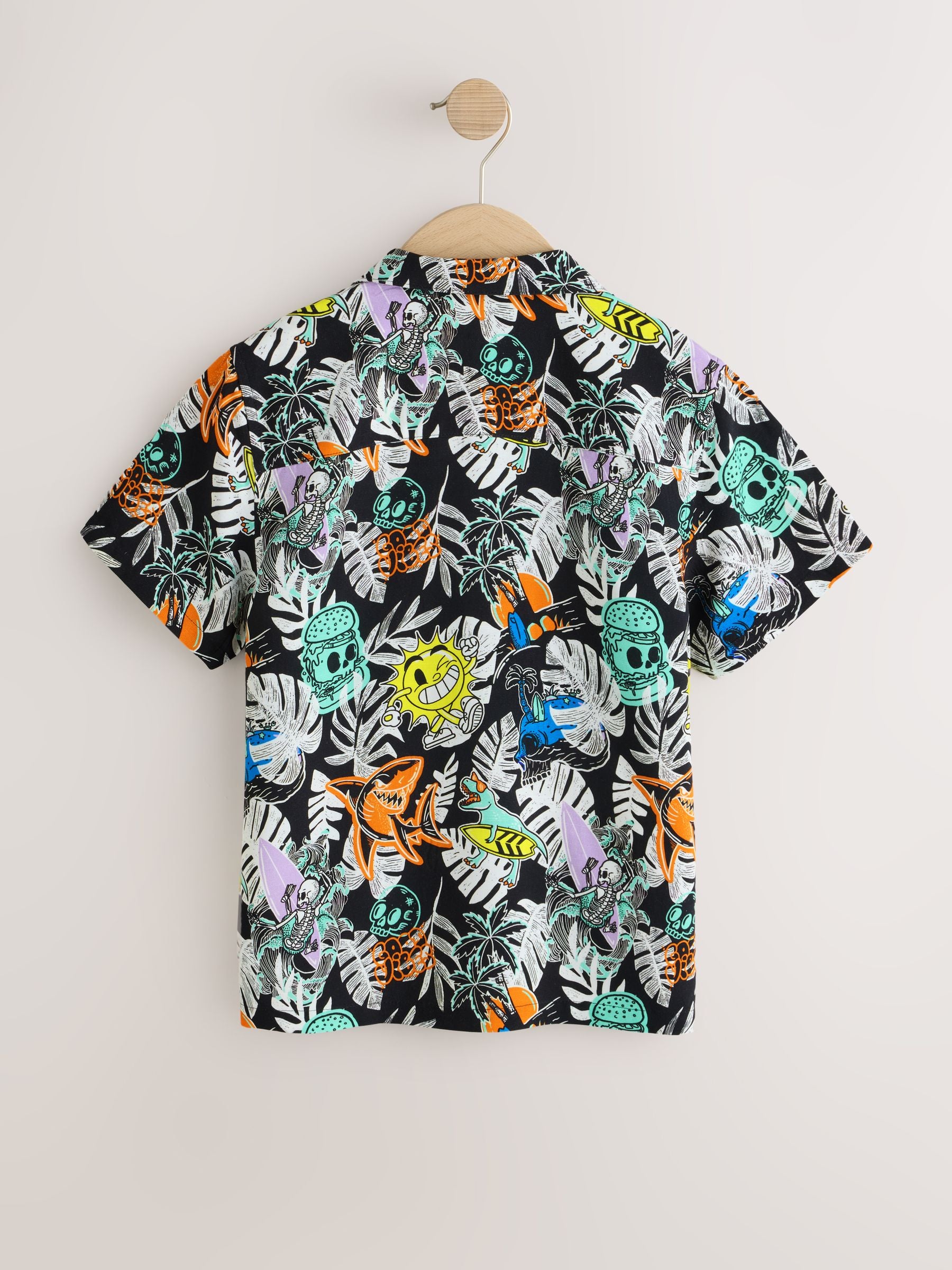 Dsiney Kidz - Black Graffiti All Over Print Short Sleeve Revere Collar Shirt (3-16yrs) image 5