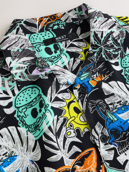 Dsiney Kidz - Black Graffiti All Over Print Short Sleeve Revere Collar Shirt (3-16yrs) image 6