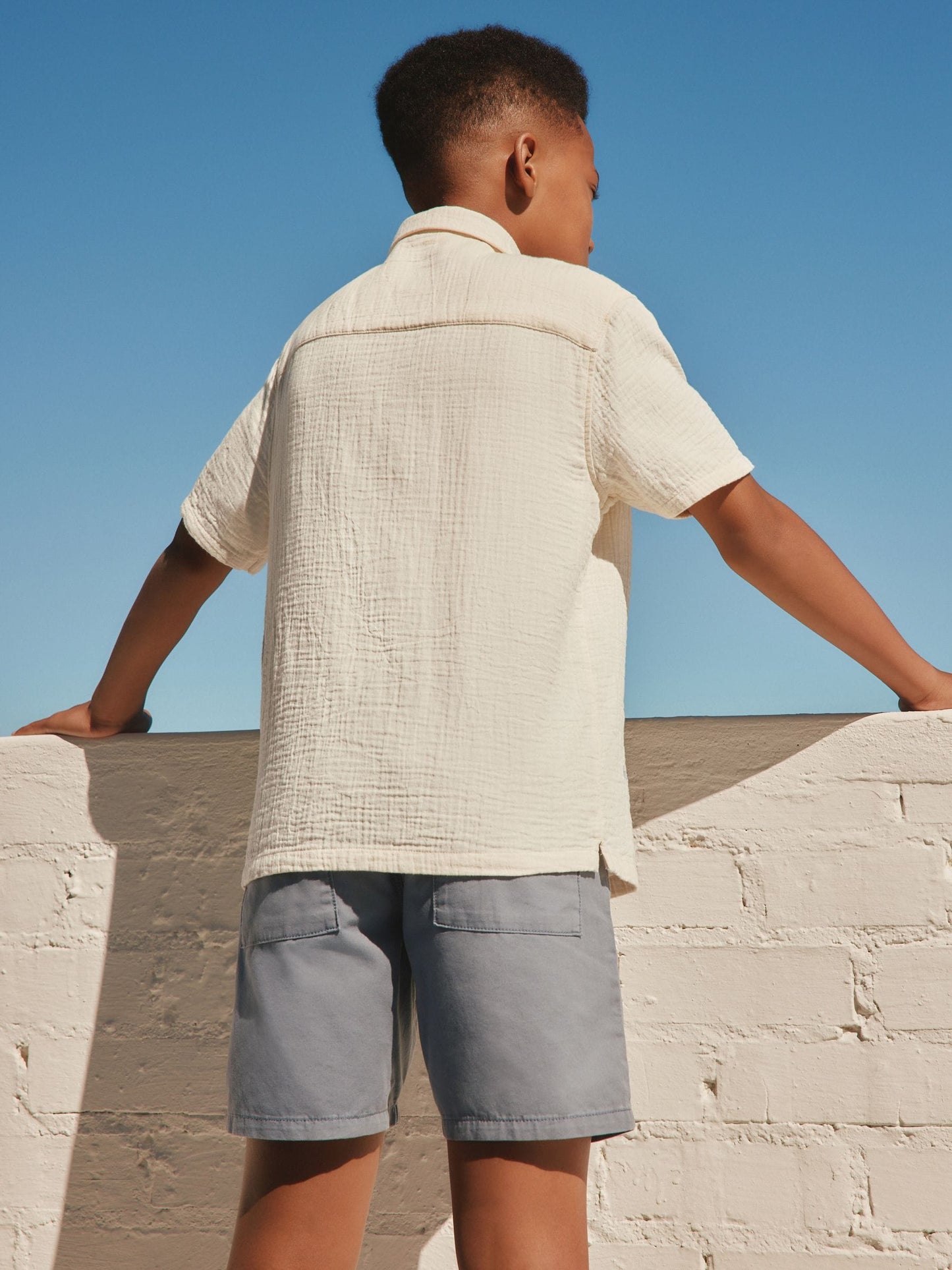 Dsiney Kidz - Ecru Embroidery Sun Palm Short Sleeve Palm Embriodered Shirt (3-16yrs) image 6