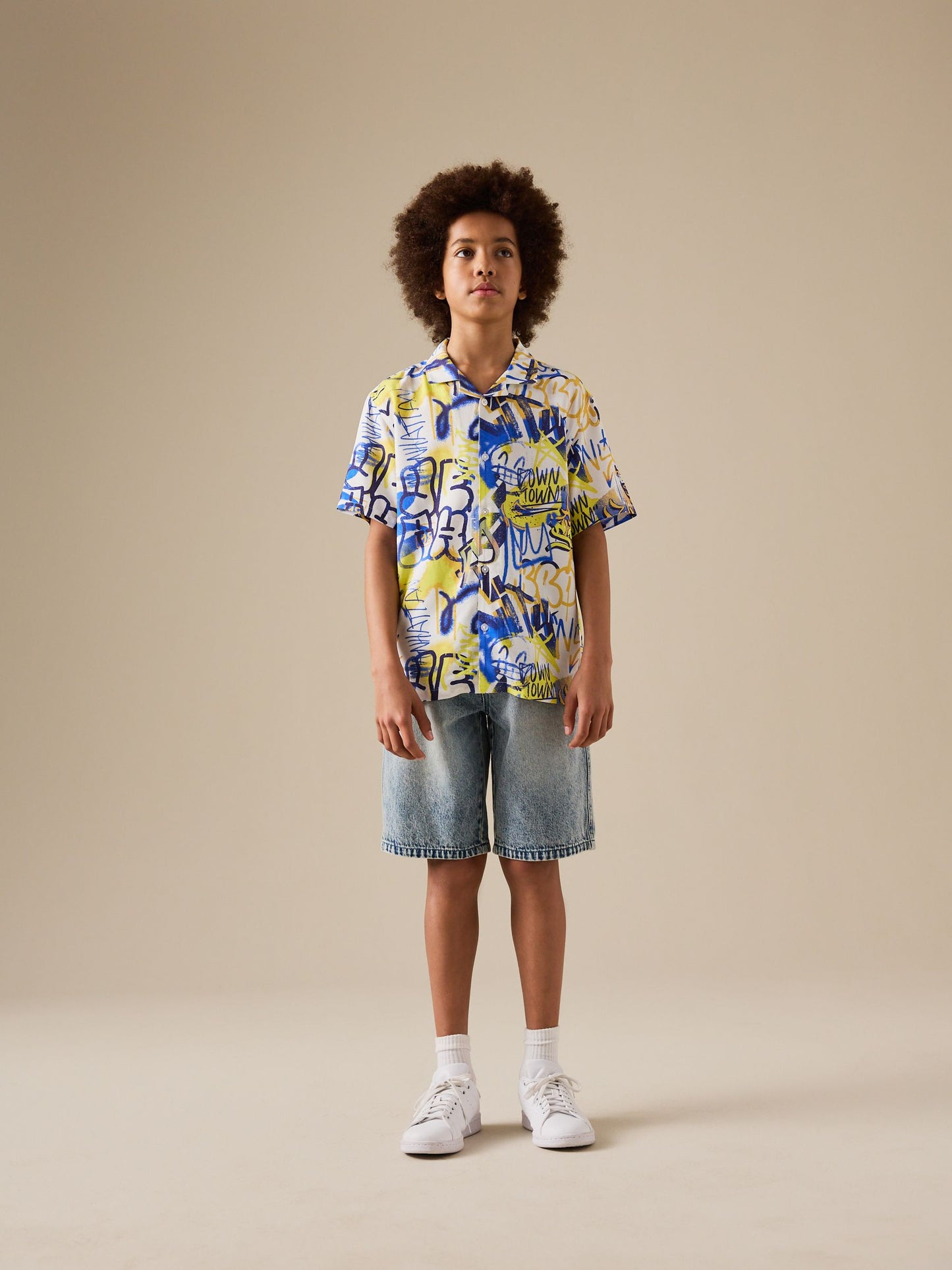 Dsiney Kidz - White All Over Print Graffiti Short Sleeve All Over Print Shirt (3-16yrs) image 3