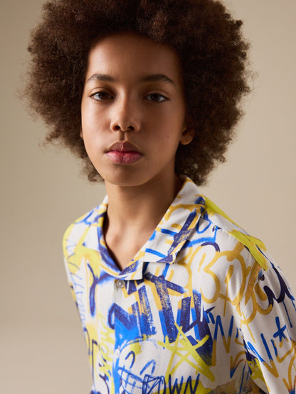 Dsiney Kidz - White All Over Print Graffiti Short Sleeve All Over Print Shirt (3-16yrs) image 4