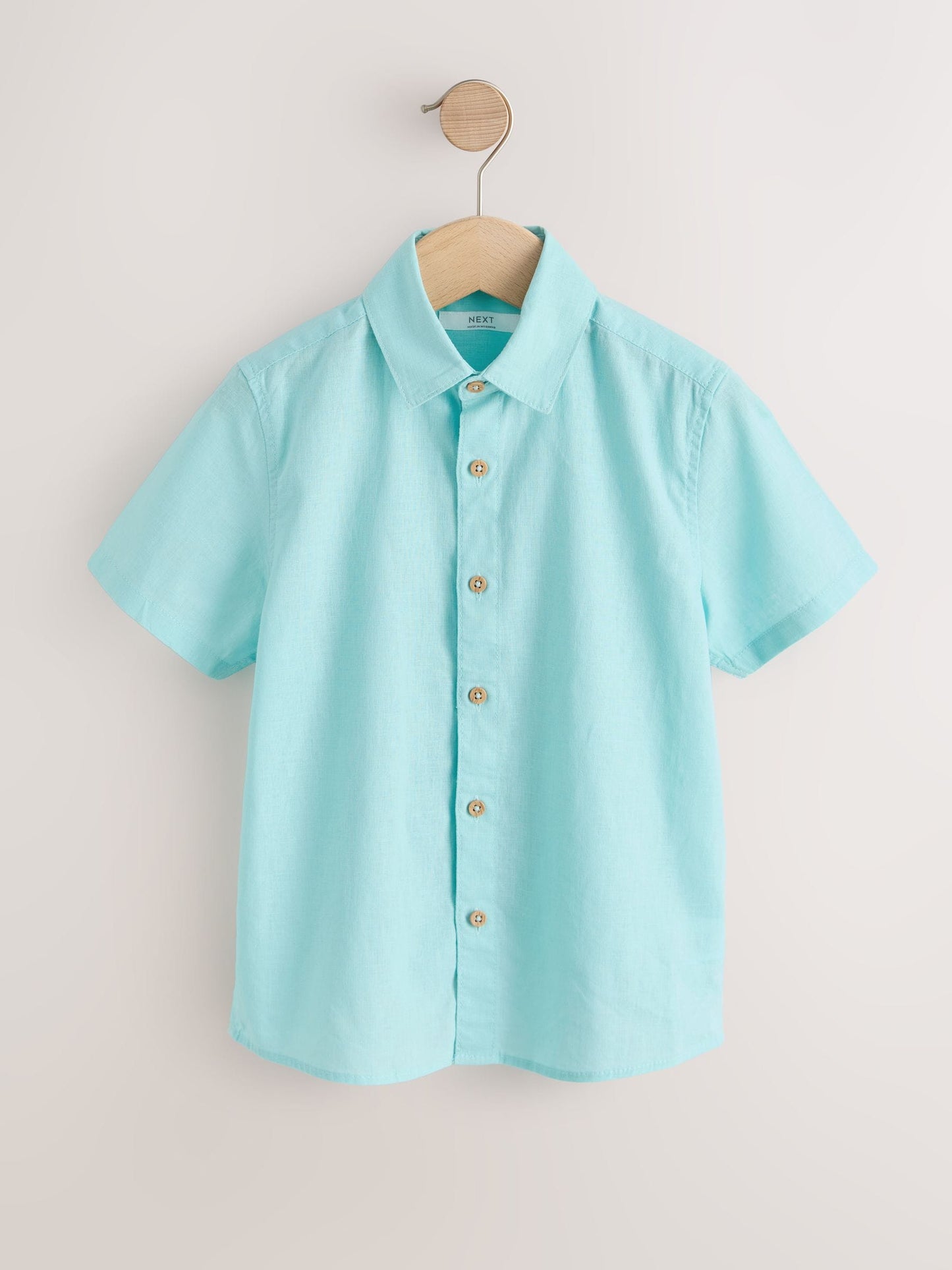 Dsiney Kidz - Aqua Blue Short Sleeve Linen Blend Shirt (3-16yrs) image 1