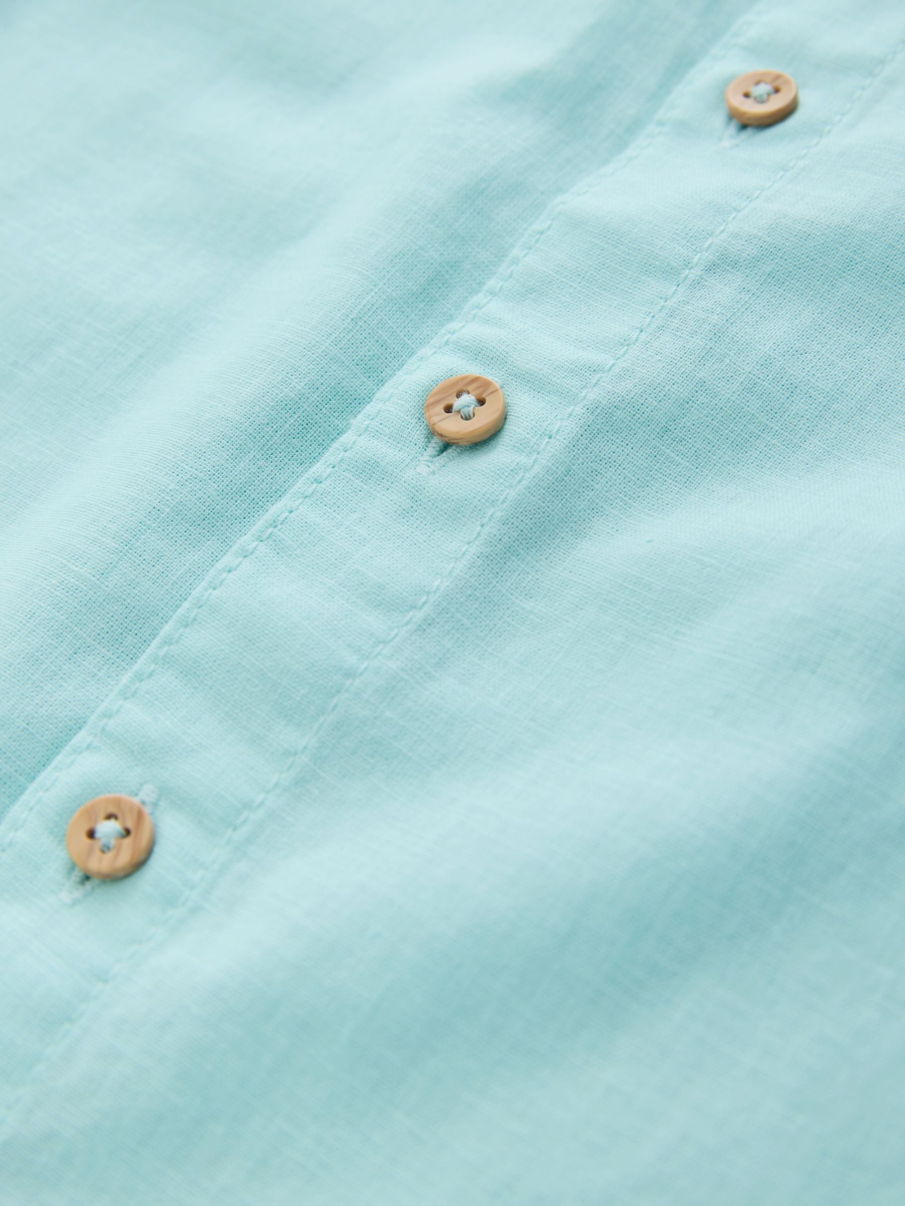 Dsiney Kidz - Aqua Blue Short Sleeve Linen Blend Shirt (3-16yrs) image 4