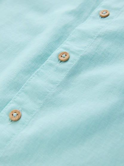 Dsiney Kidz - Aqua Blue Short Sleeve Linen Blend Shirt (3-16yrs) image 4
