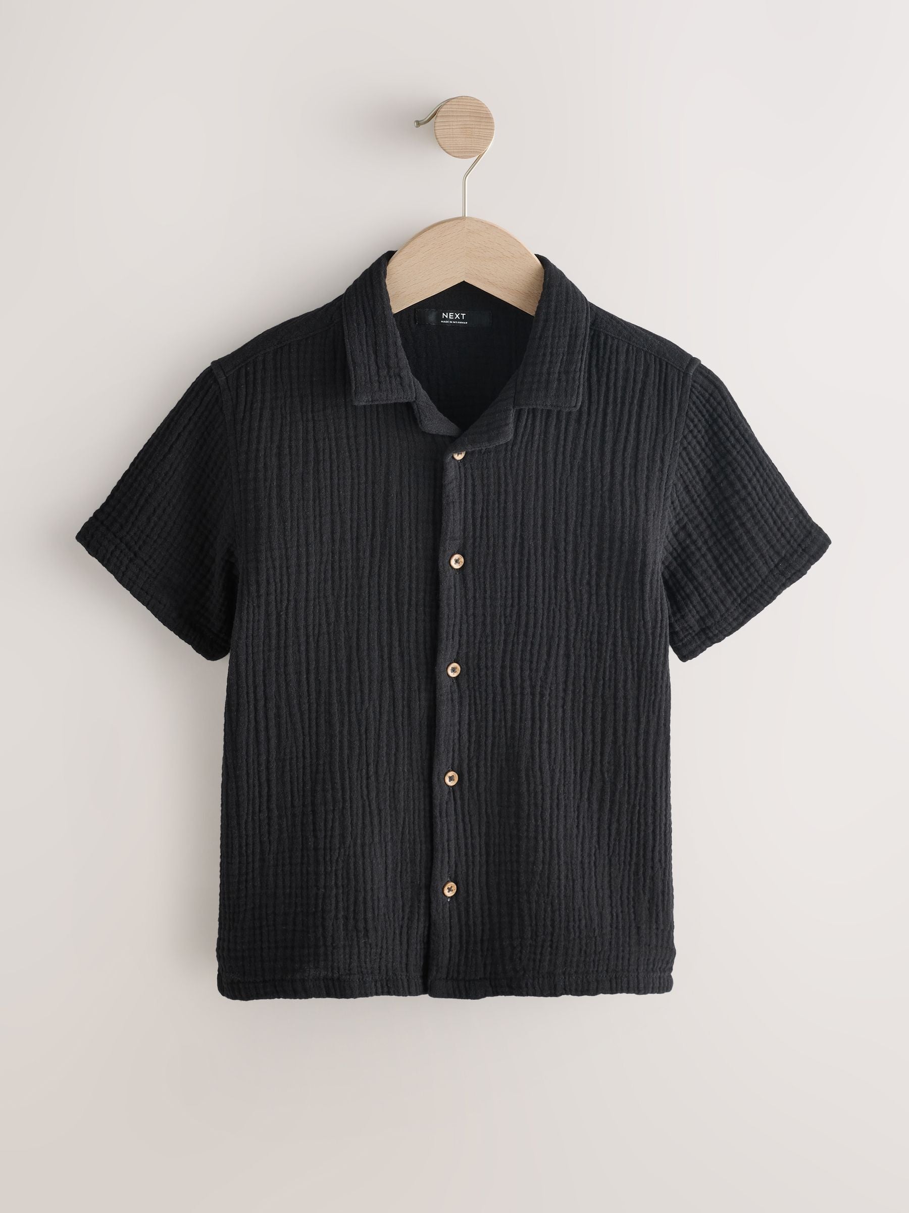 Dsiney Kidz - Black Short Sleeve Revere Collar Double Cloth Shirt (3-16yrs) image 5
