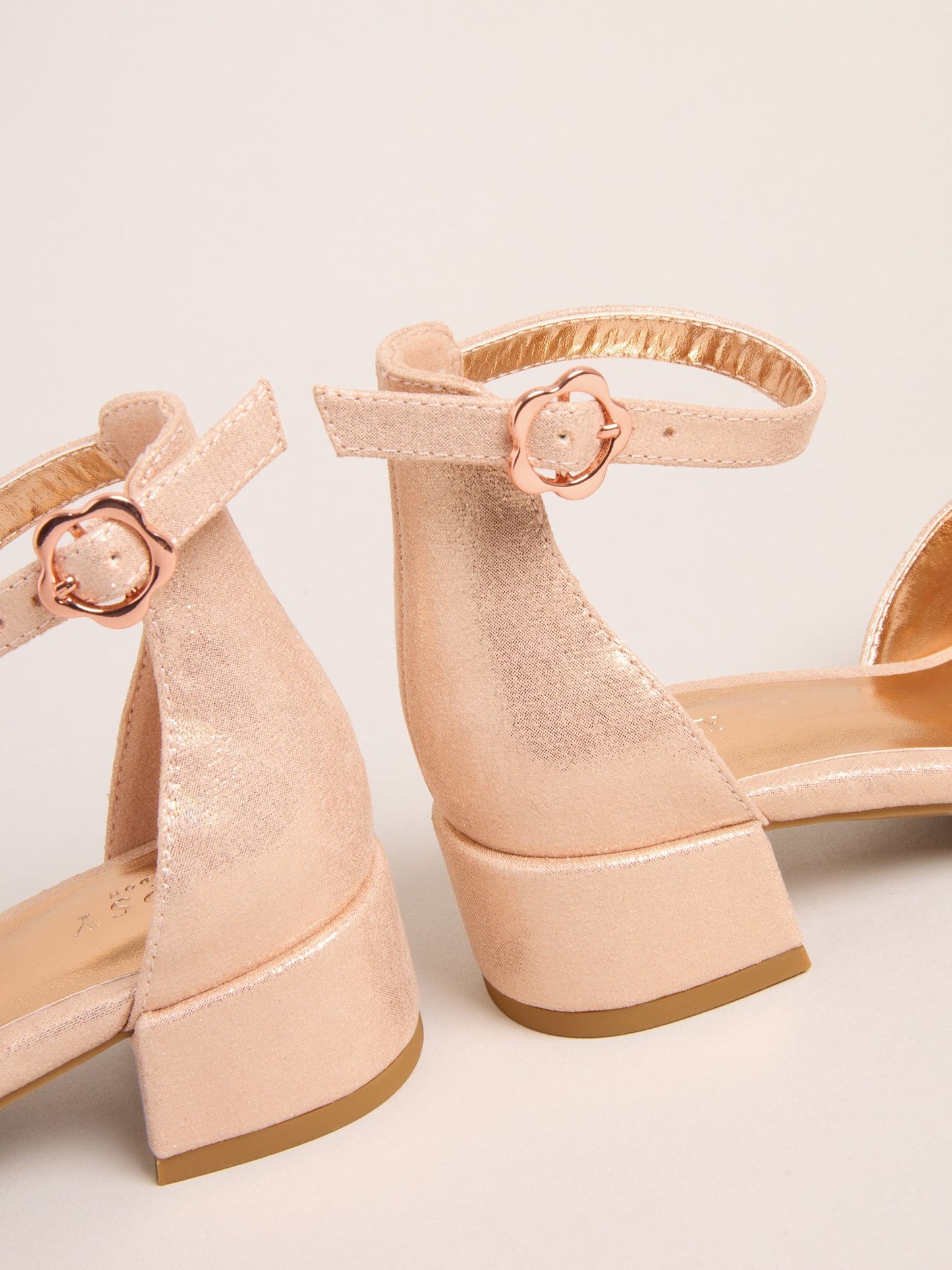 Lipsy Rosegold Sequin Corsage Occasion Flower Girl Block Heel Sandals image 4