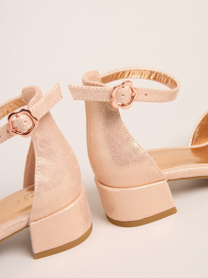 Lipsy Rosegold Sequin Corsage Occasion Flower Girl Block Heel Sandals image 4