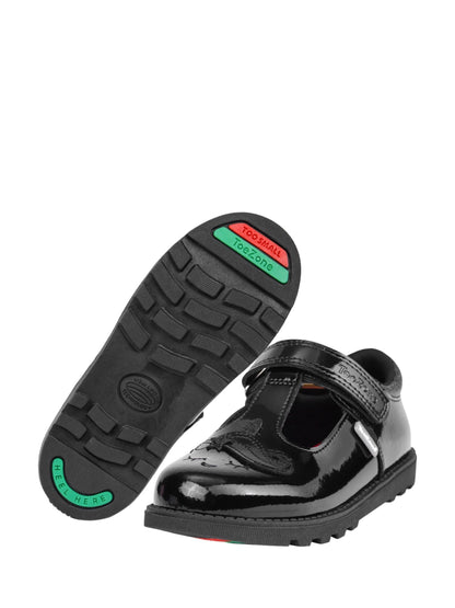 ToeZone Girls Patent Unicorn Rip Tape School Black Lilo Shoes image 6