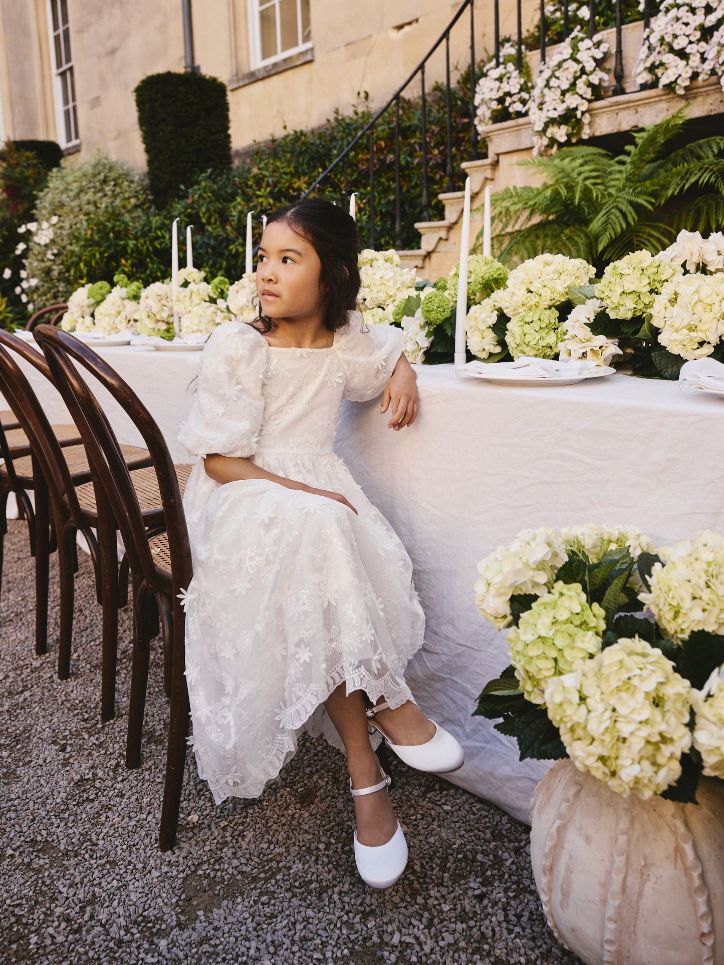 White Flower Girl 3D Flower Maxi Dress (6-13yrs) image 2