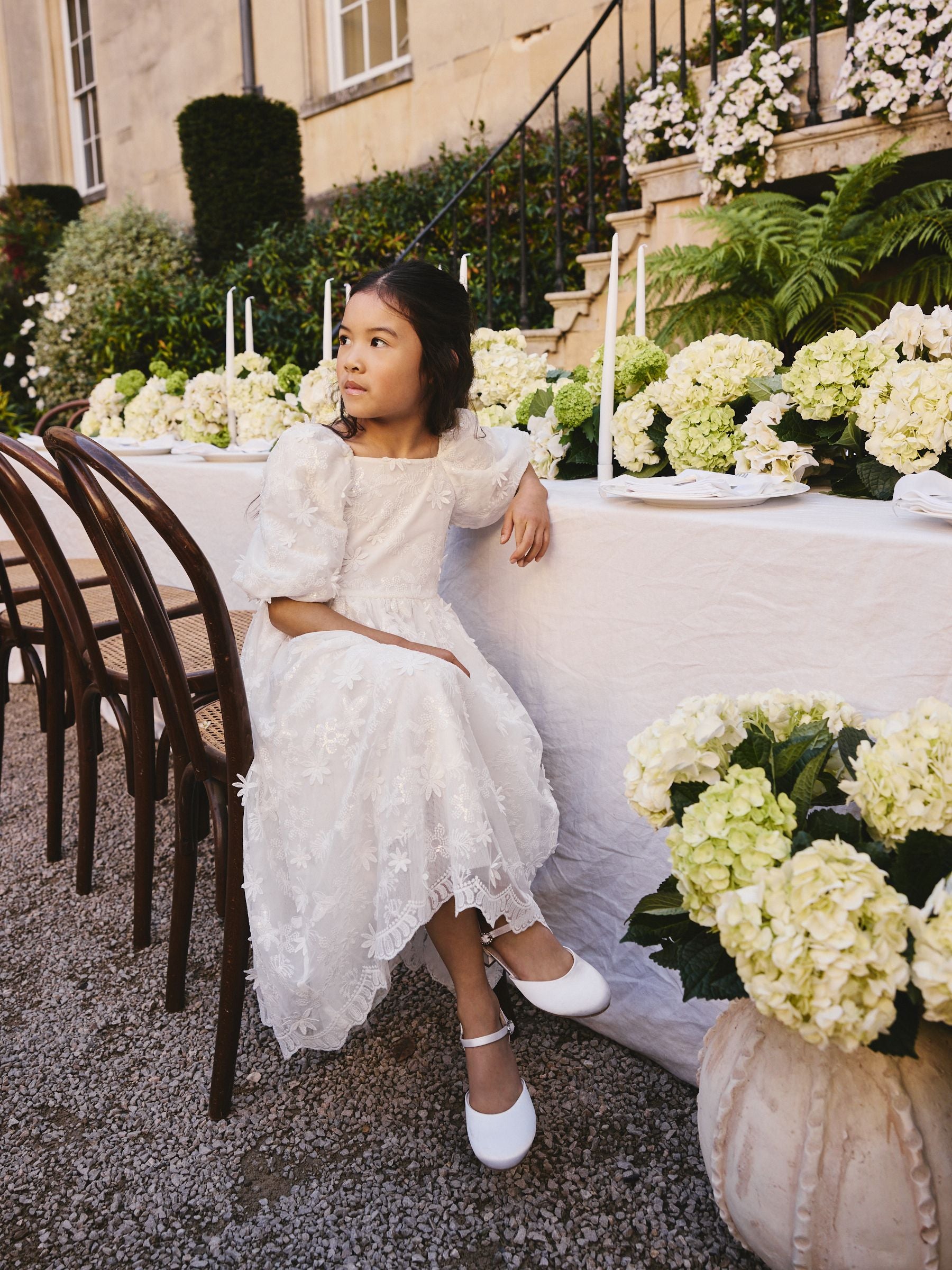 White Flower Girl 3D Flower Maxi Dress (6-13yrs) image 2