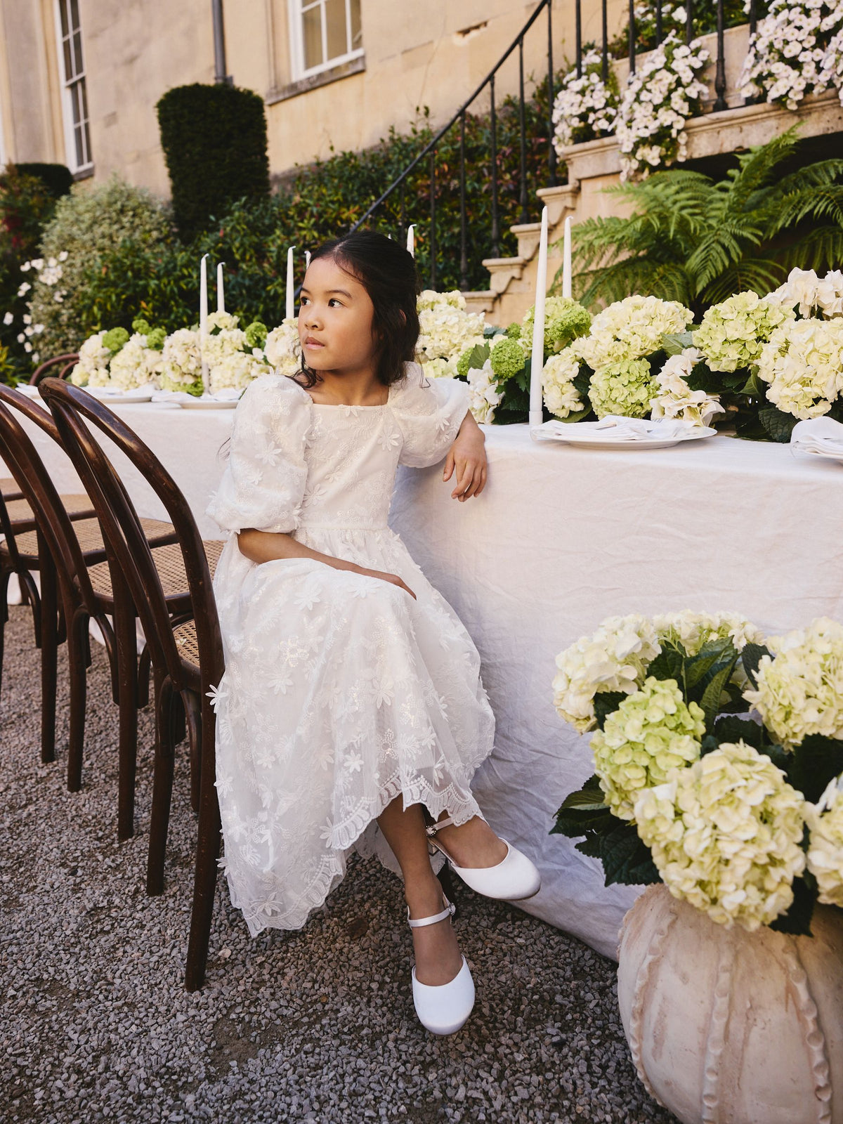 White Flower Girl 3D Flower Maxi Dress (6-13yrs) image 2