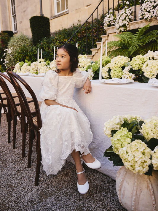 White Flower Girl 3D Flower Maxi Dress (6-13yrs) image 2