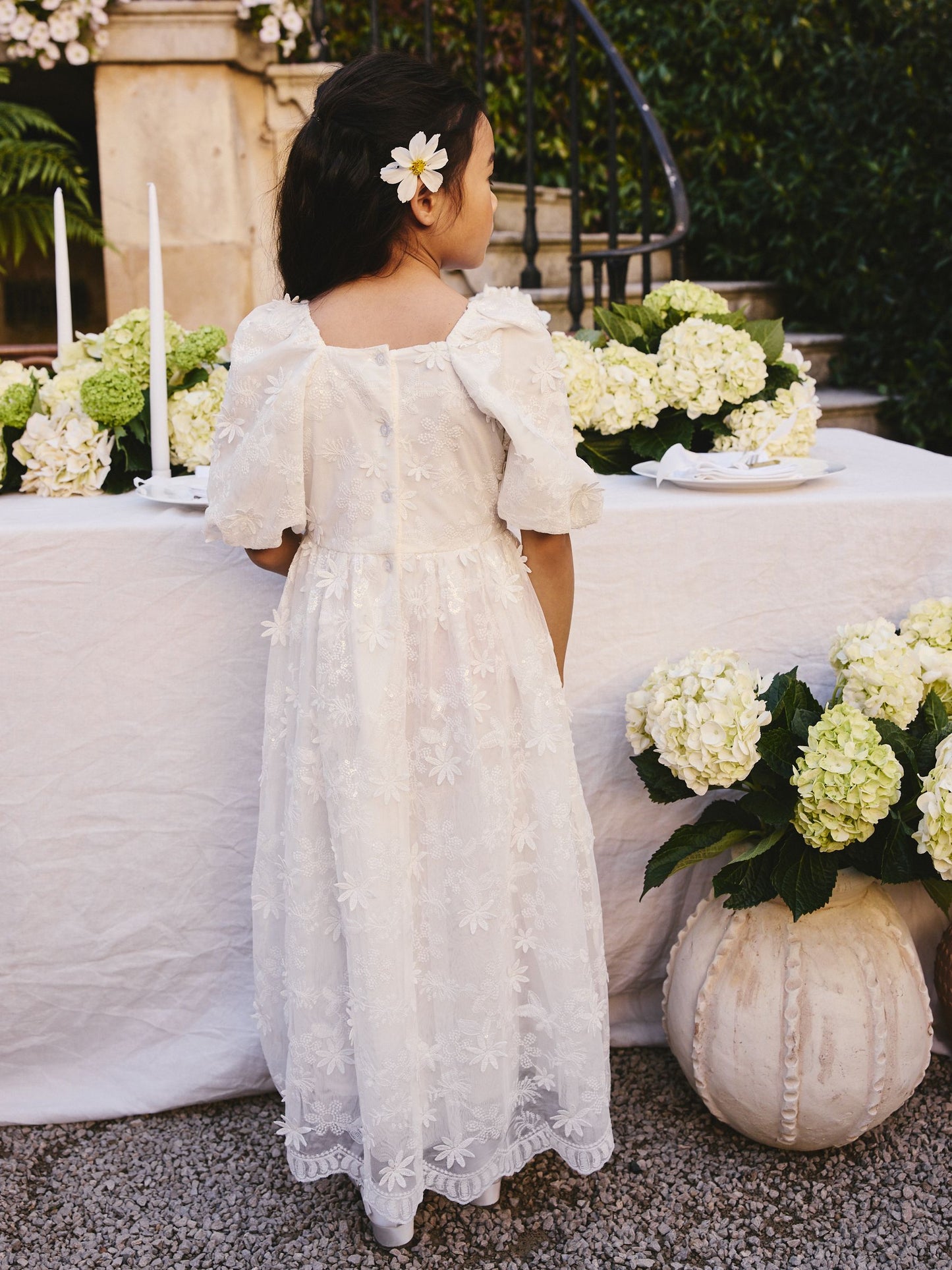 White Flower Girl 3D Flower Maxi Dress (6-13yrs) image 3