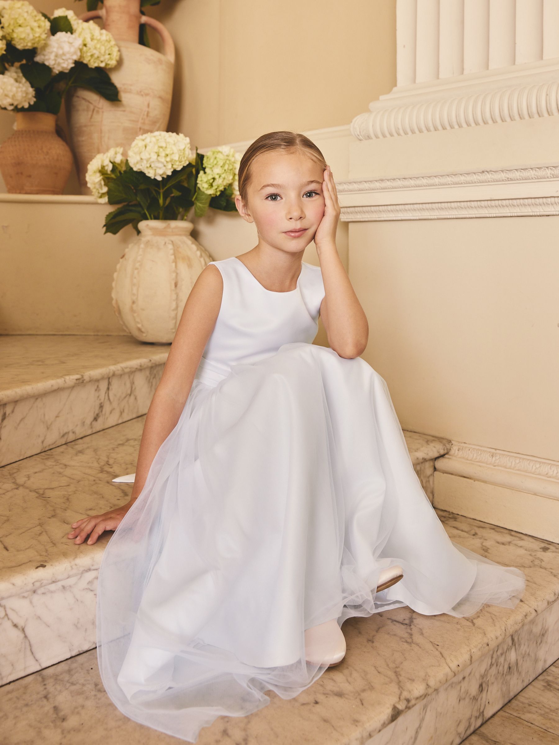 White Flower Girl Bow Dress (6-13yrs) image 2