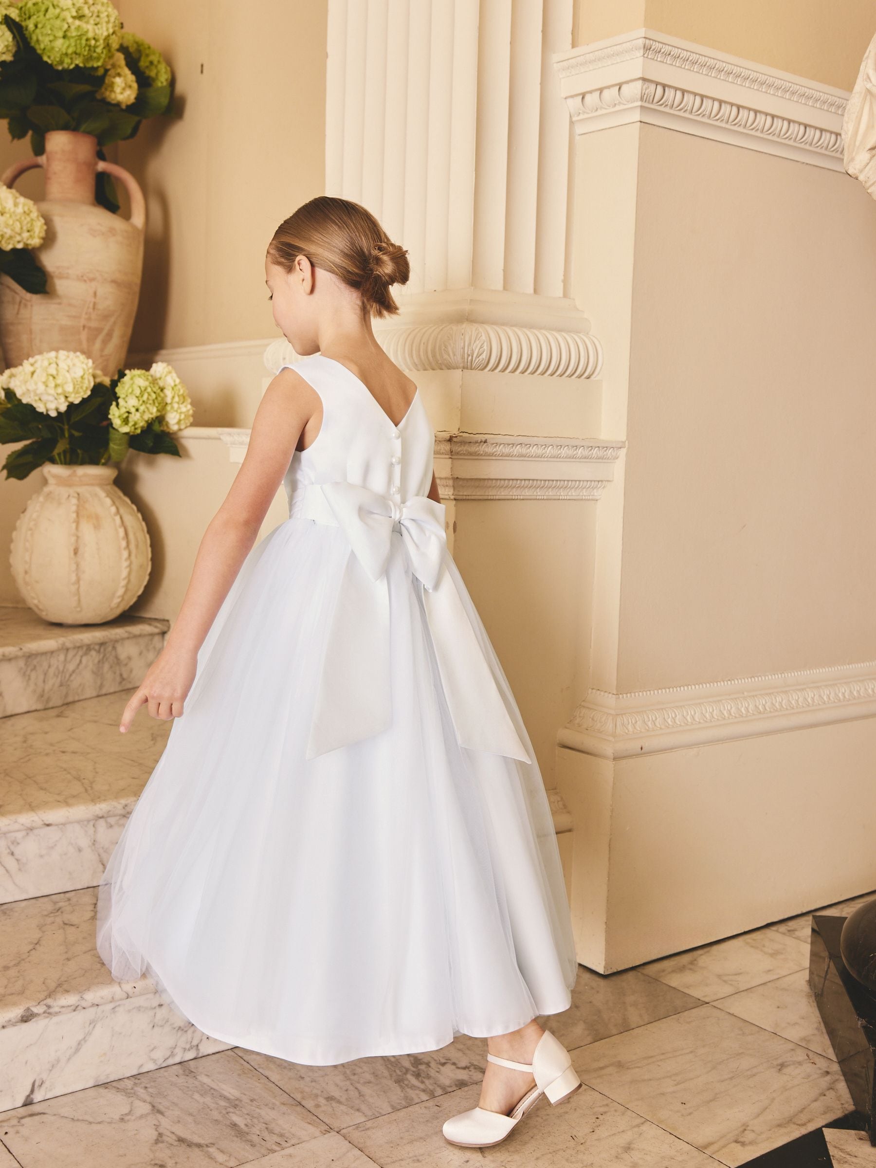 White Flower Girl Bow Dress (6-13yrs) image 3