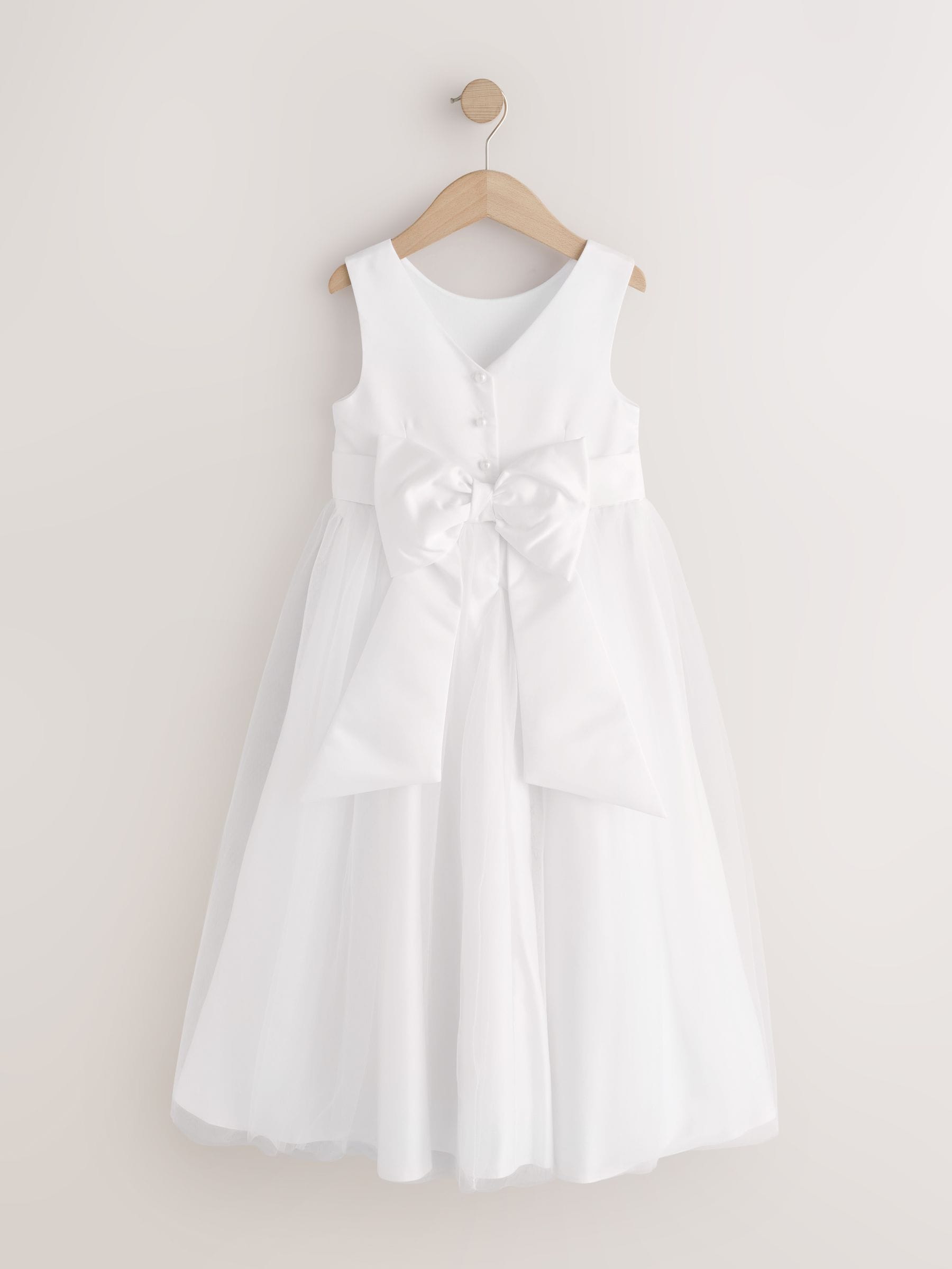 White Flower Girl Bow Dress (6-13yrs) image 5