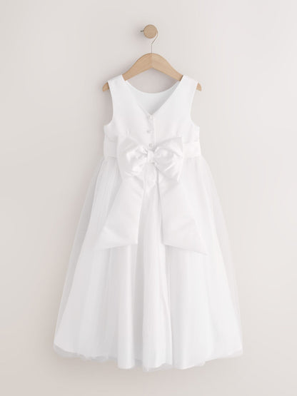 White Flower Girl Bow Dress (6-13yrs) image 5