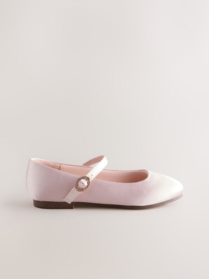 Pink Satin Stain Resistant Wide Fit (G) Mary Jane Occasion Shoes image 2