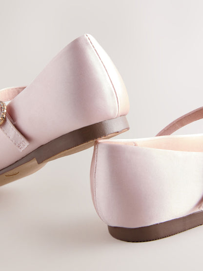 Pink Satin Stain Resistant Wide Fit (G) Mary Jane Occasion Shoes image 4