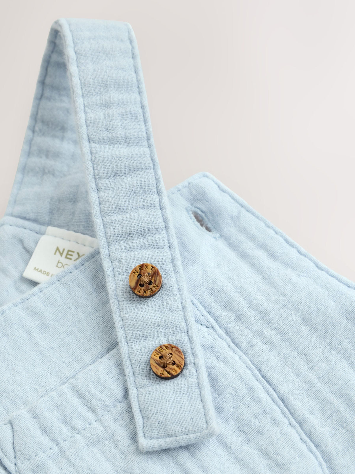 Pale Blue Woven Dungarees and Bodysuit Baby Set (0mths-2yrs) image 6