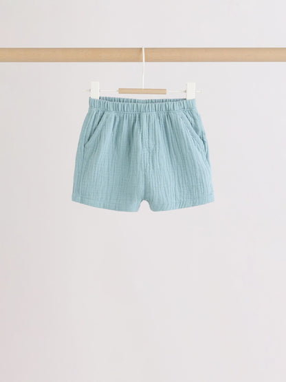 Blue/Brown Woven Shorts Baby 3 Pack (0mths-2yrs) image 5