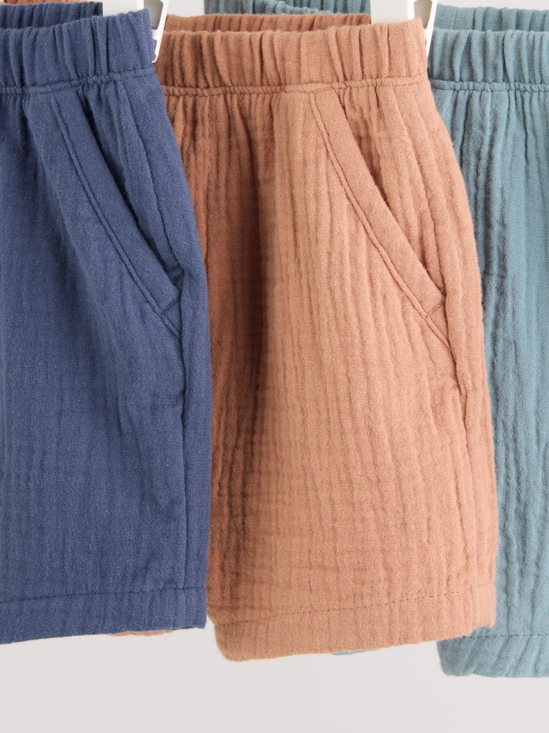 Blue/Brown Woven Shorts Baby 3 Pack (0mths-2yrs) image 7