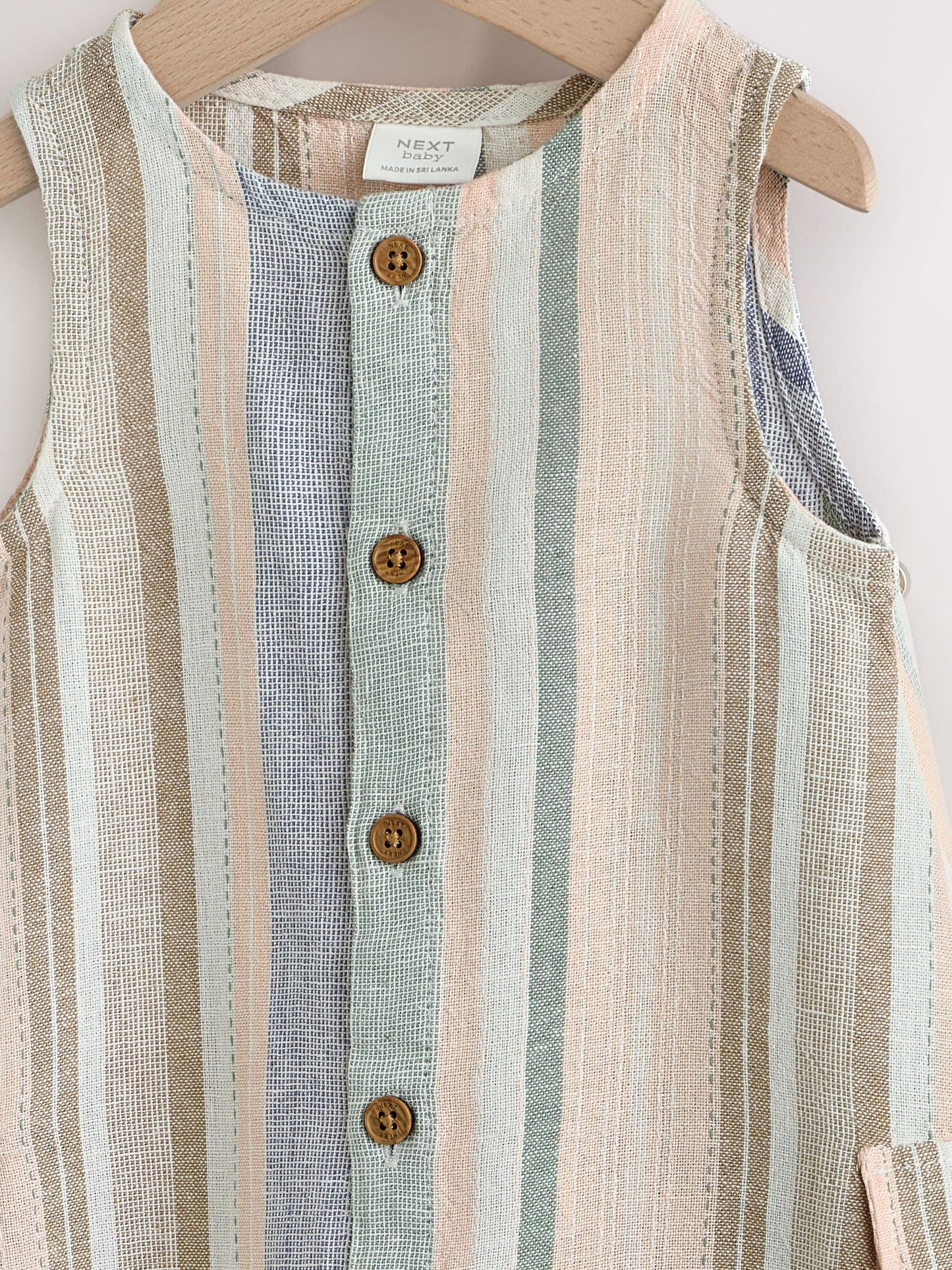 Blue Stripe Woven Baby Romper (0mths-2yrs) image 3