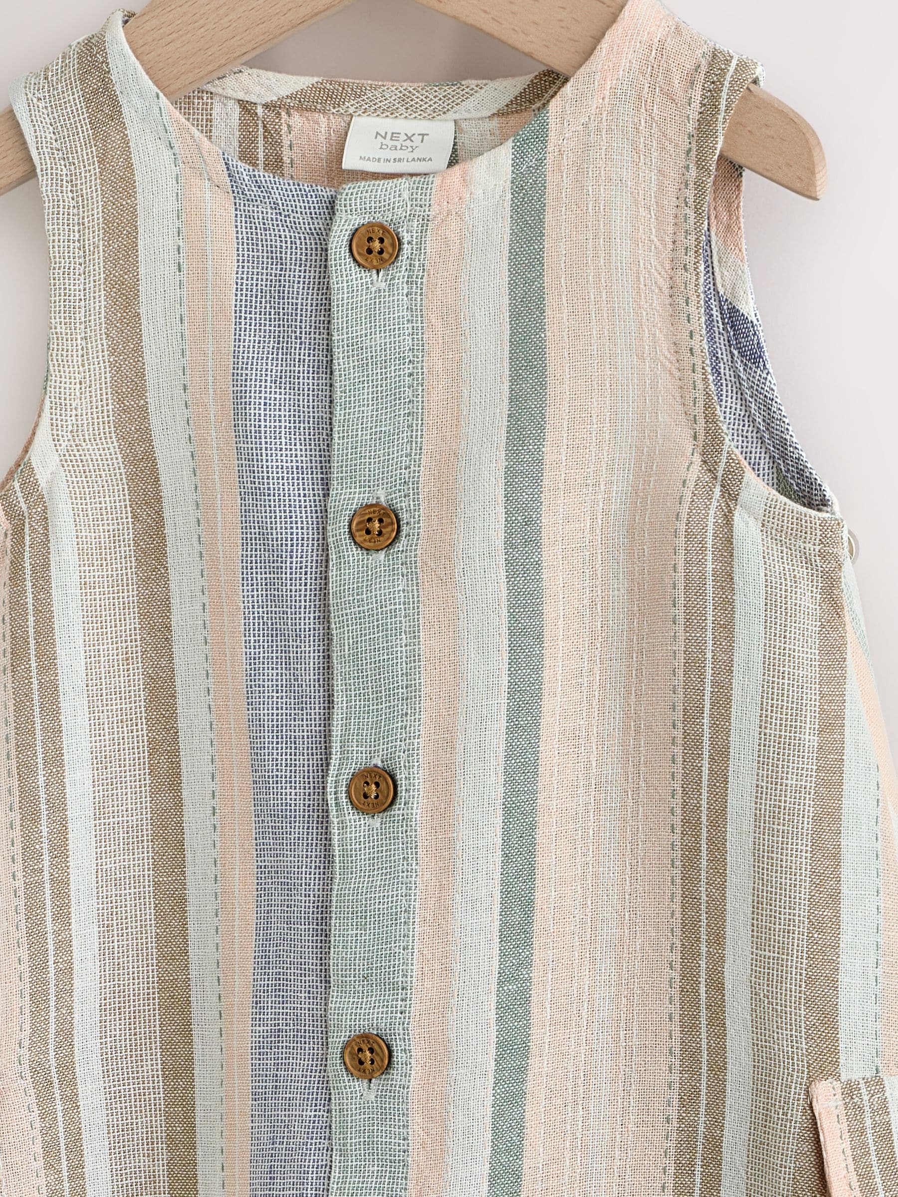 Blue Stripe Woven Baby Romper (0mths-2yrs) image 3