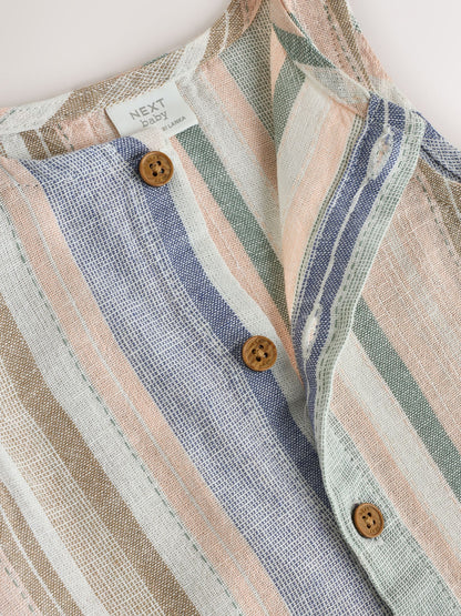 Blue Stripe Woven Baby Romper (0mths-2yrs) image 4