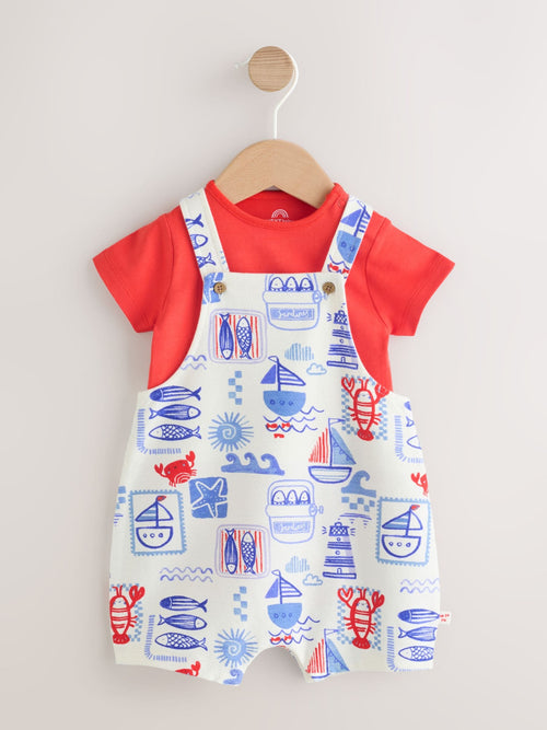 Red Nautical Jersey Dungarees and Bodysuit Baby Set (0mths-2yrs) image 1