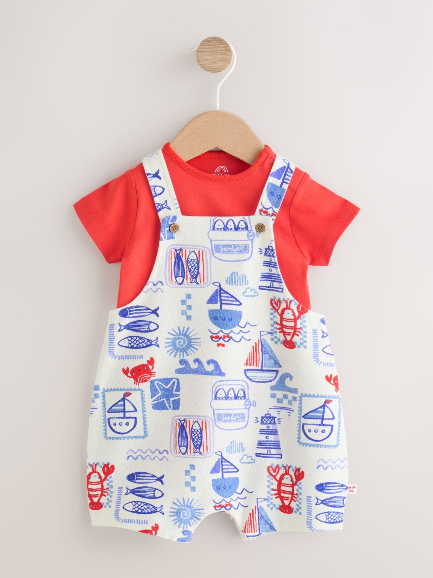 Red Nautical Jersey Dungarees and Bodysuit Baby Set (0mths-2yrs) image 1
