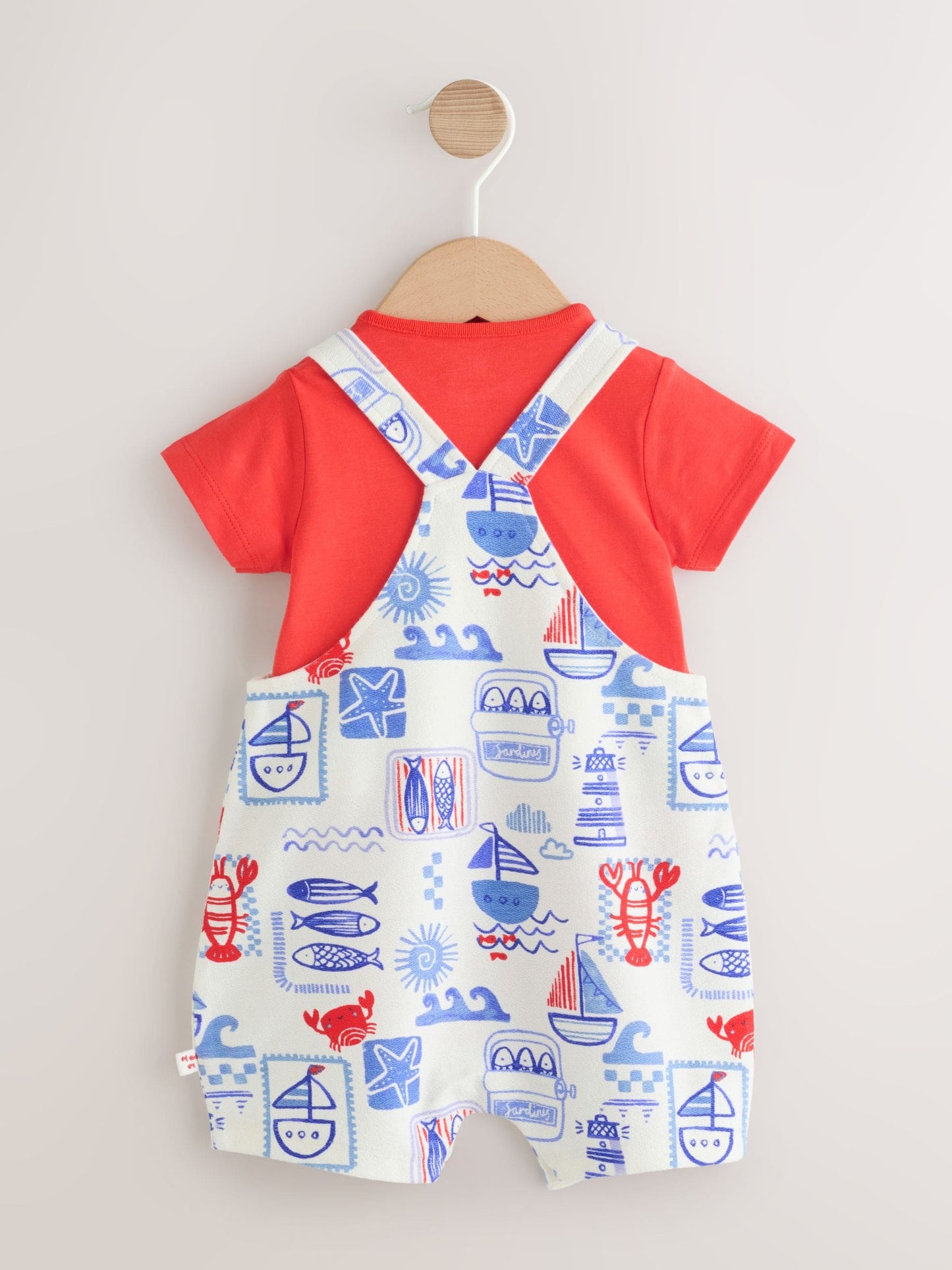 Red Nautical Jersey Dungarees and Bodysuit Baby Set (0mths-2yrs) image 2