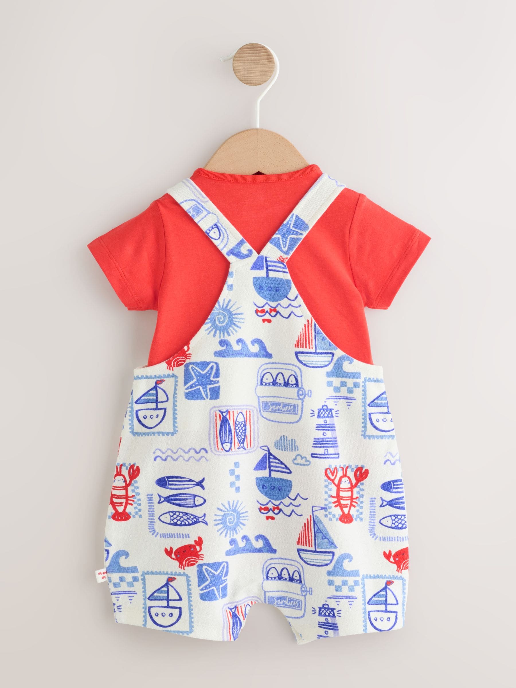 Red Nautical Jersey Dungarees and Bodysuit Baby Set (0mths-2yrs) image 2
