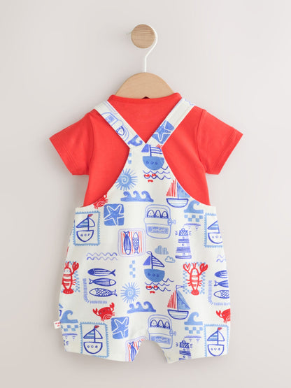 Red Nautical Jersey Dungarees and Bodysuit Baby Set (0mths-2yrs) image 2